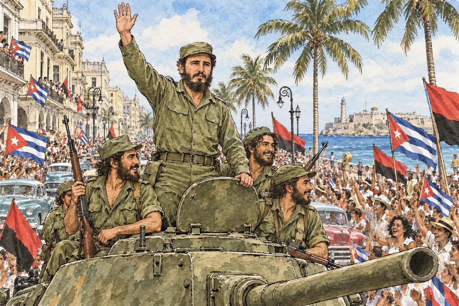 Castro's rebel army entered Havana in triumph on 8 January 1959