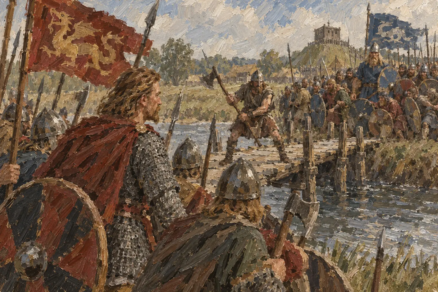 At Stamford Bridge Harold took the Norwegians by surprise, many without their armour, and destroyed their army