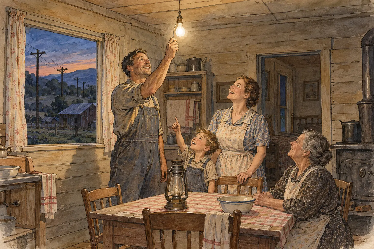 Electricity from the new dams reached farms in the Tennessee Valley, many of which had never had electric light before.