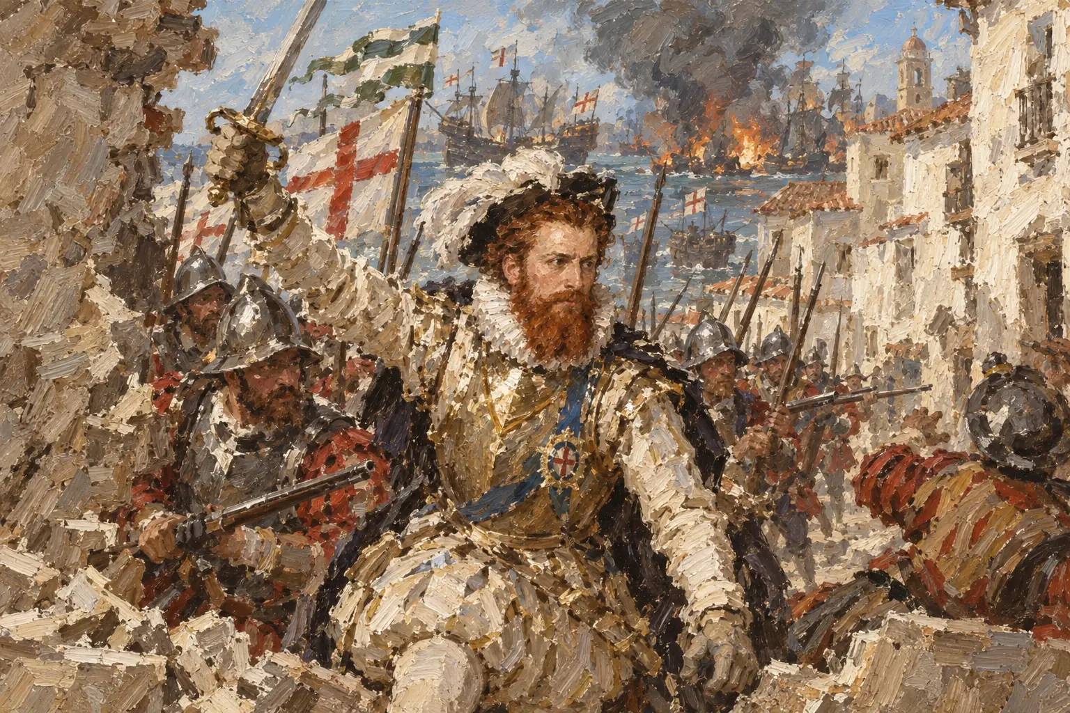 Essex's leadership of the 1596 raid on Cadiz made him a military hero and a royal favourite.