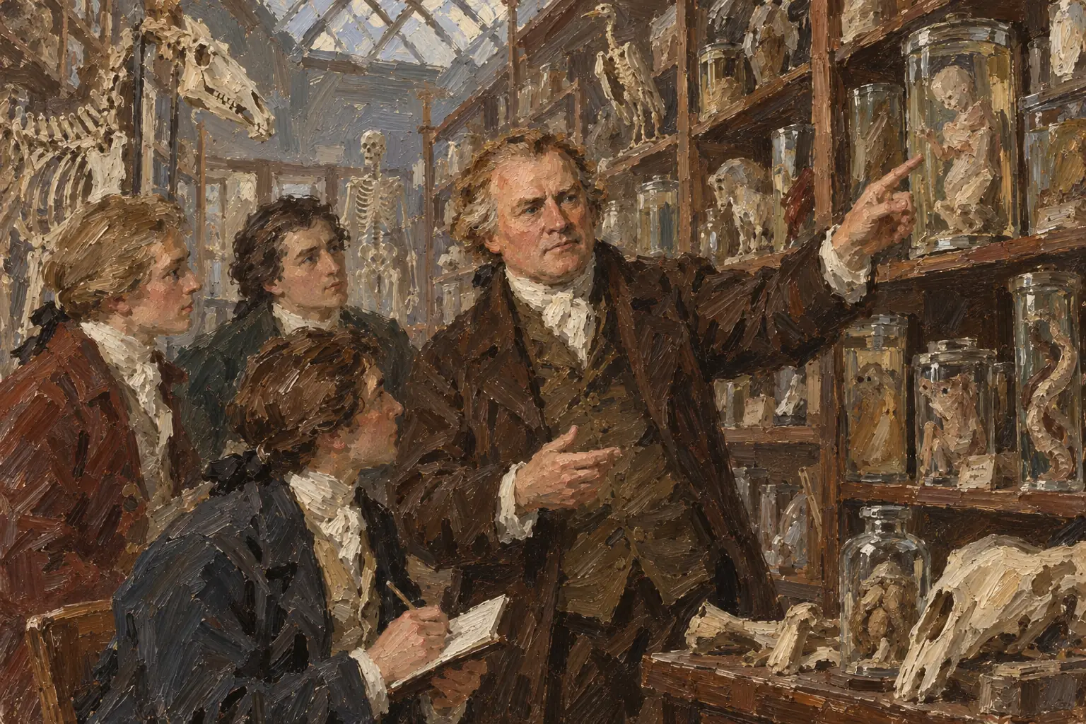 Hunter collected thousands of specimens, including animal skeletons and diseased organs, to teach surgeons the difference between healthy and abnormal bodies.