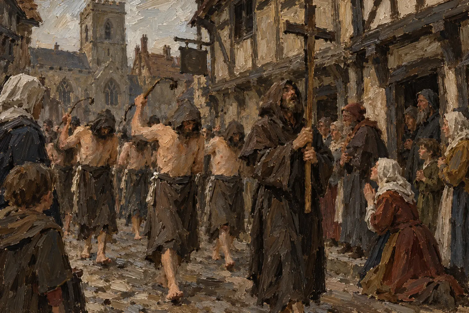 Some people joined groups of flagellants, who whipped themselves in public to atone for their sins.