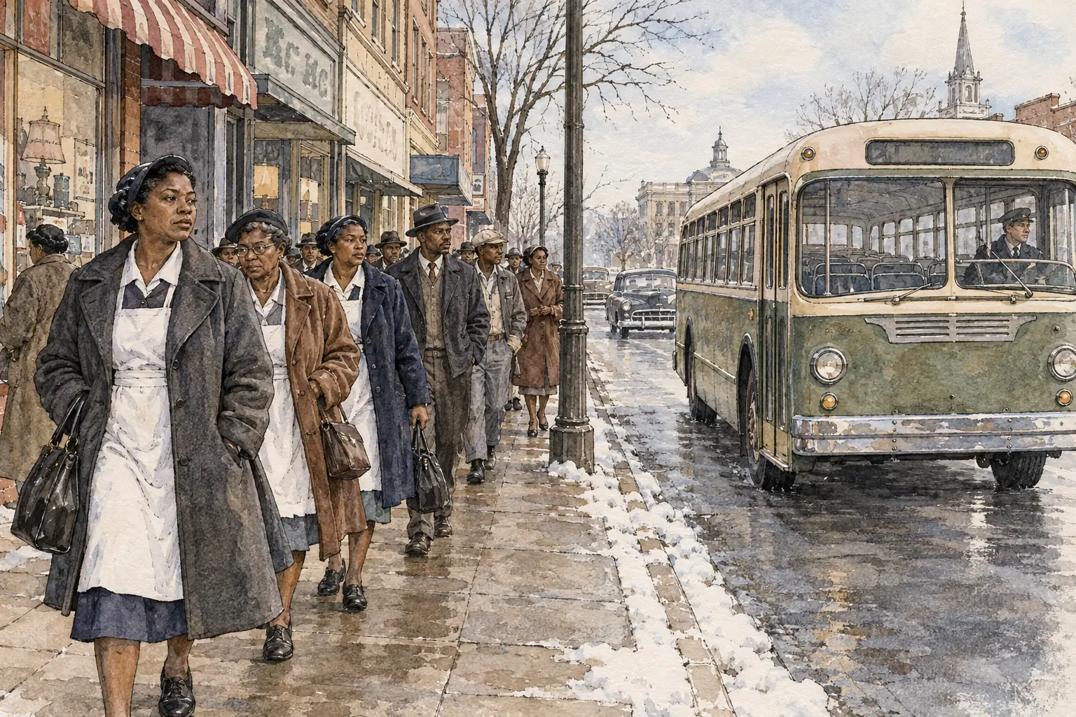 About three-quarters of Montgomery's bus passengers were Black, so when they walked or shared cars instead, the buses ran almost empty and the bus company lost heavily.