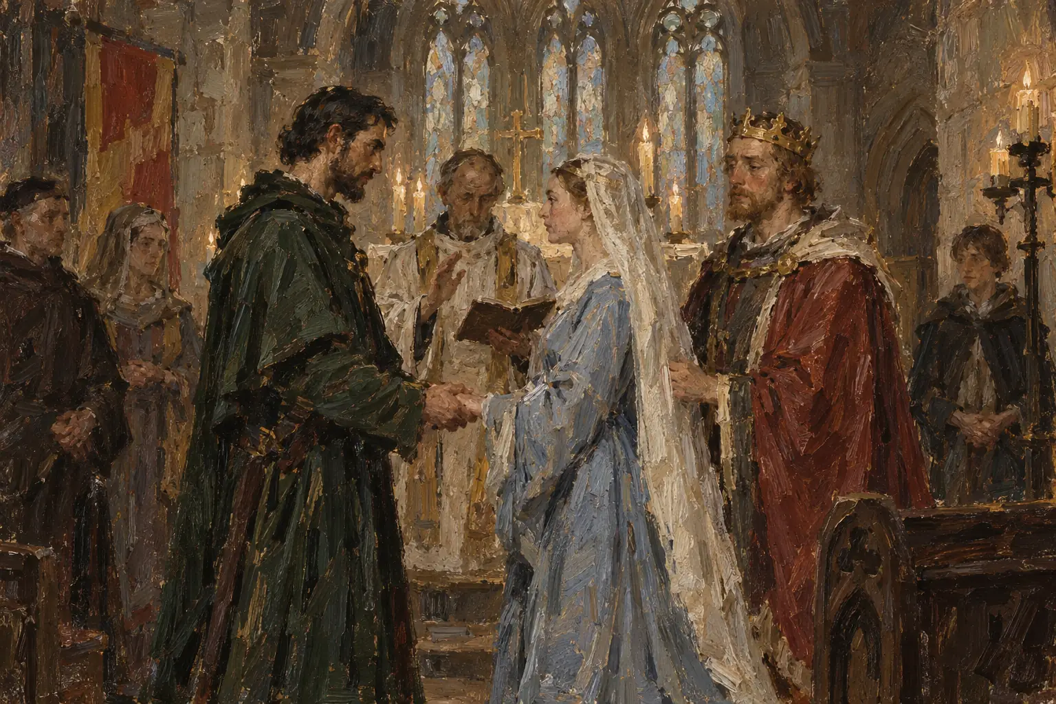 Simon de Montfort married Henry III's widowed sister Eleanor in a quiet ceremony in the king's chapel at Westminster, with Henry himself giving her away.