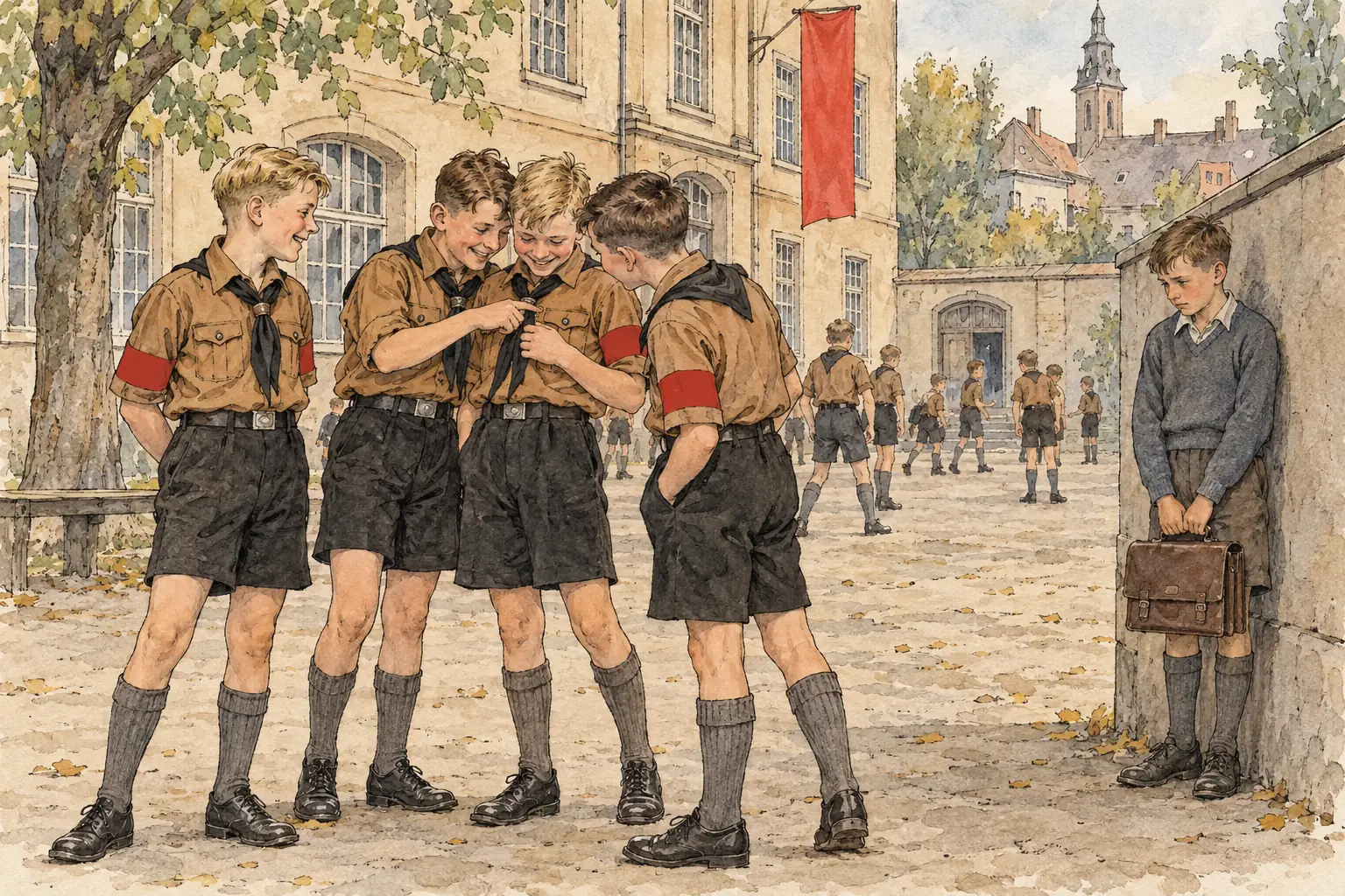 Boys who stayed out of the Hitler Youth were often left out by their classmates, and later laws made membership compulsory.