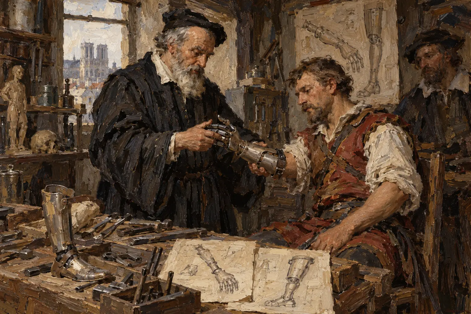 He also designed artificial limbs, such as mechanical hands