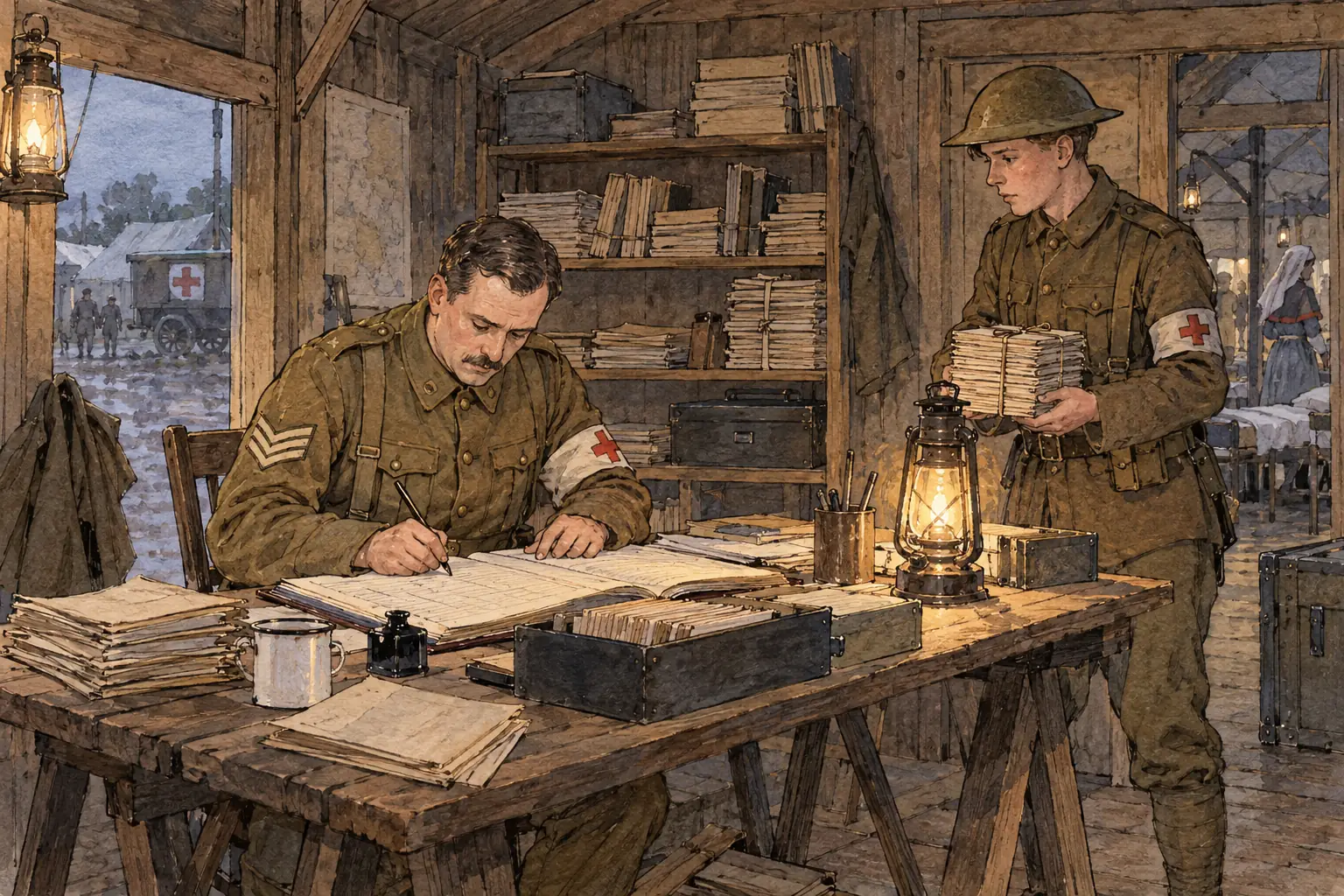 Army records, produced by the War Office, include statistics on casualties, types of wounds and survival rates.