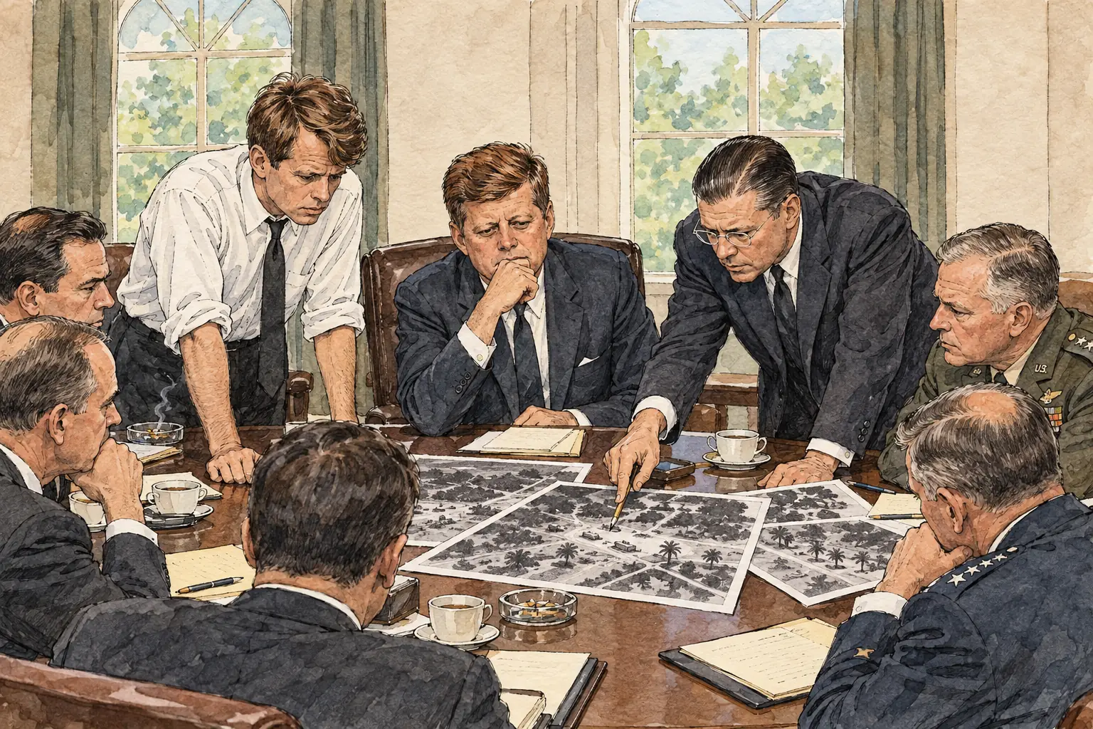 ExComm met in the White House day after day, weighing air strikes and an invasion against a blockade