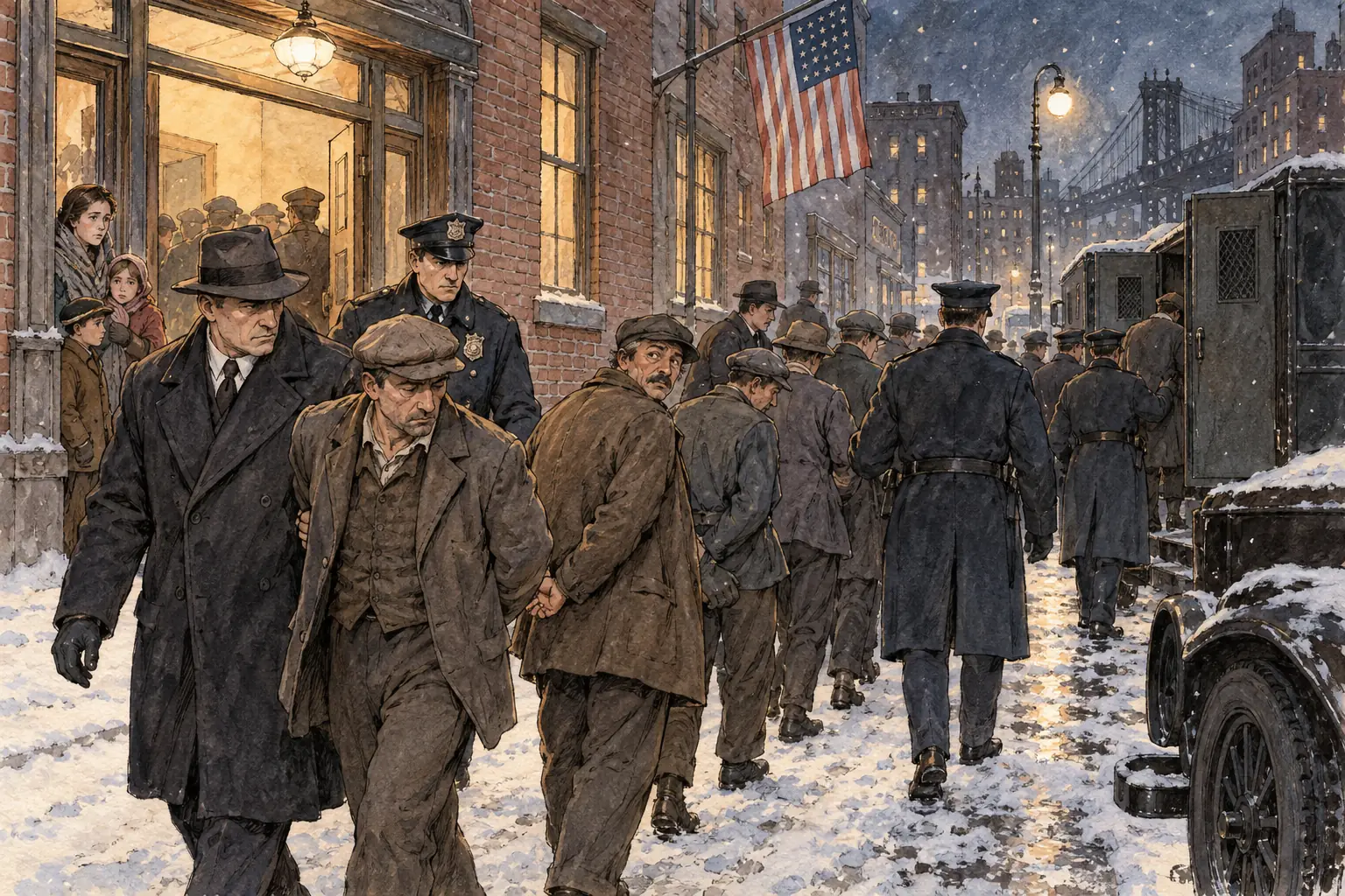 In the Palmer Raids of January 1920, federal agents arrested thousands of suspected radicals, many of them immigrants, often without warrants