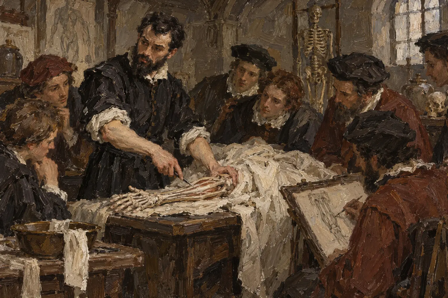 Vesalius dissected human bodies himself and worked with artists on accurate drawings, showing that Galen had made mistakes.