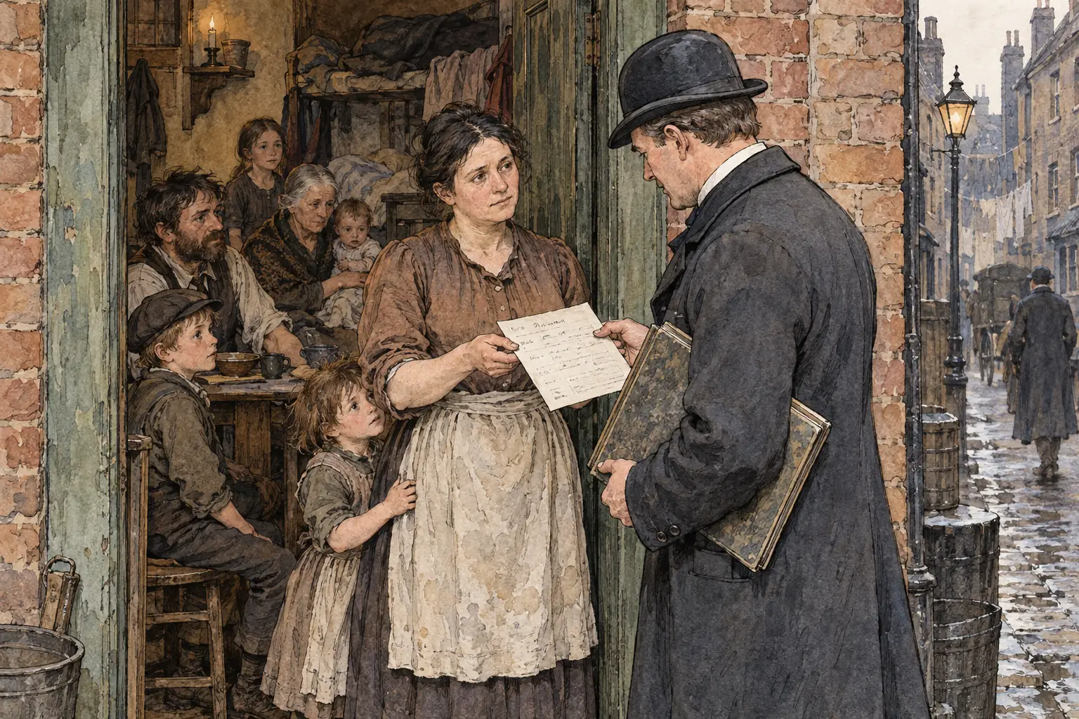 The census, taken every ten years, recorded each household's members, ages, jobs and birthplaces, so historians can measure overcrowding and migration.