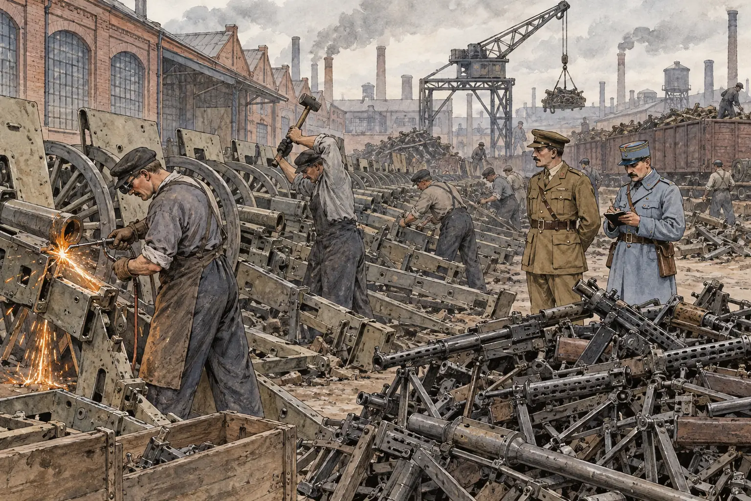 Allied inspectors checked that Germany broke up the heavy guns and other weapons the treaty no longer allowed it to keep.