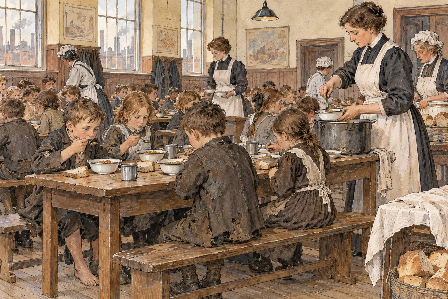 From 1906 local authorities could give free school meals to poor children