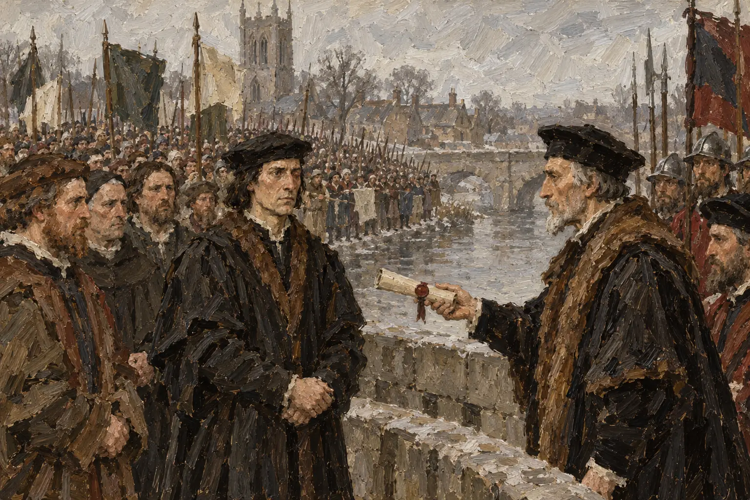 In December 1536 the Duke of Norfolk met the rebel leaders at Doncaster and offered a general pardon, and the pilgrims went home