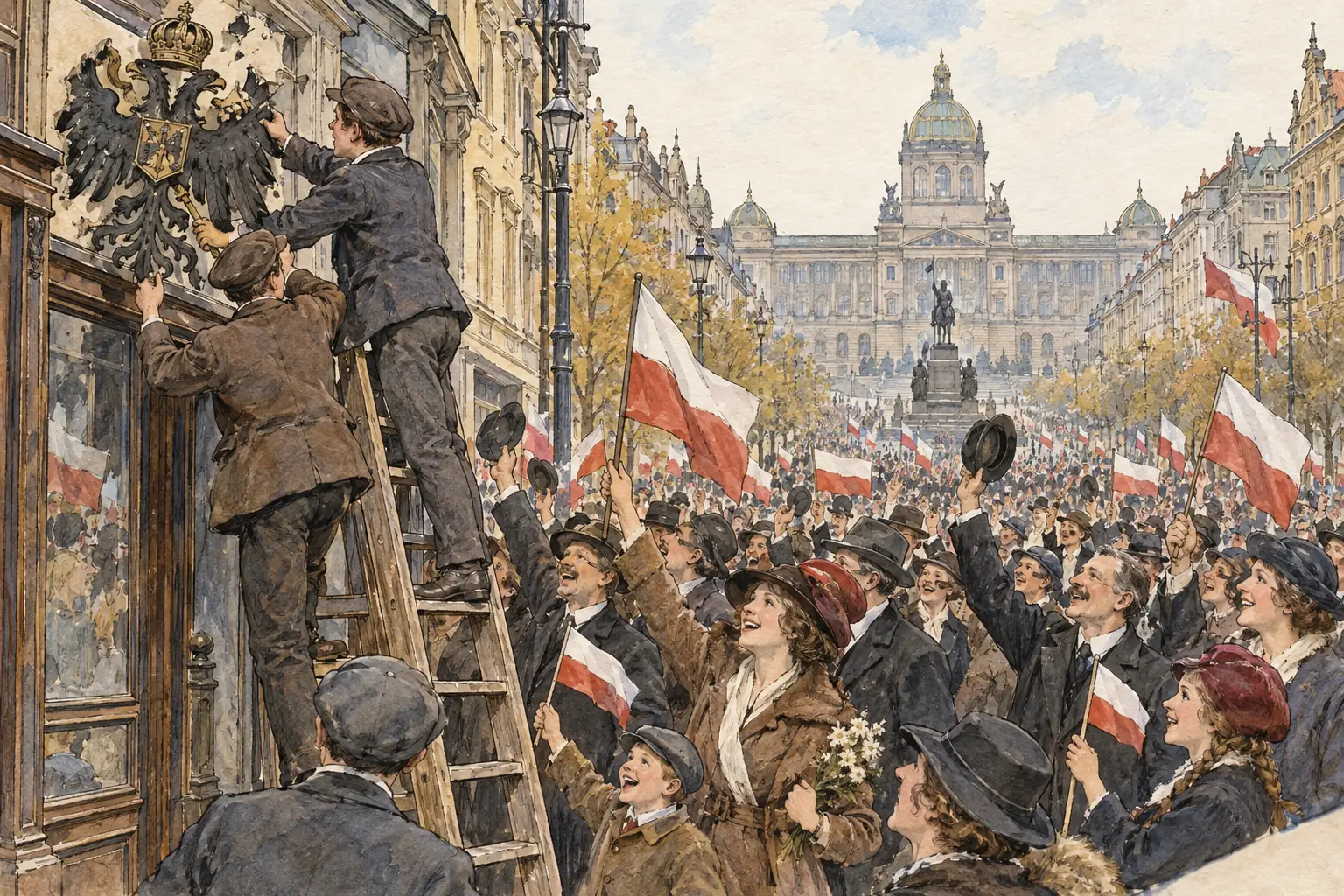 Czechoslovakia declared its independence from the Austro-Hungarian Empire on 28 October 1918, one of several new states formed on the principle of self-determination.