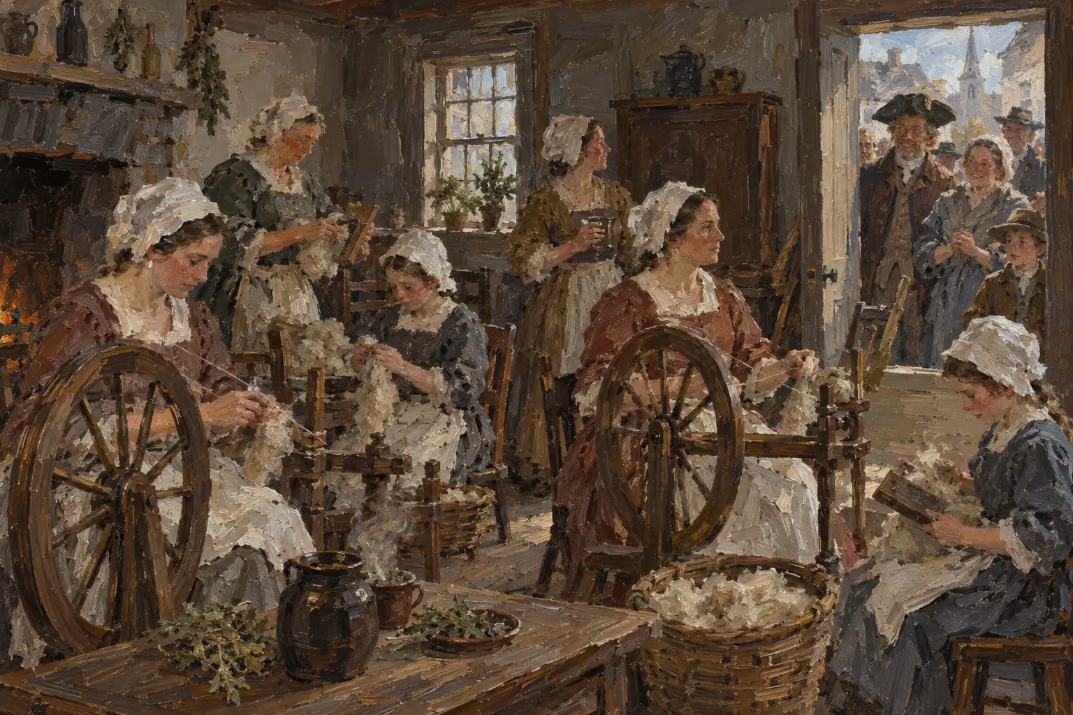 To protest against taxes passed by a Parliament they did not elect, colonists boycotted British goods, and women spun their own cloth instead of buying British cloth.