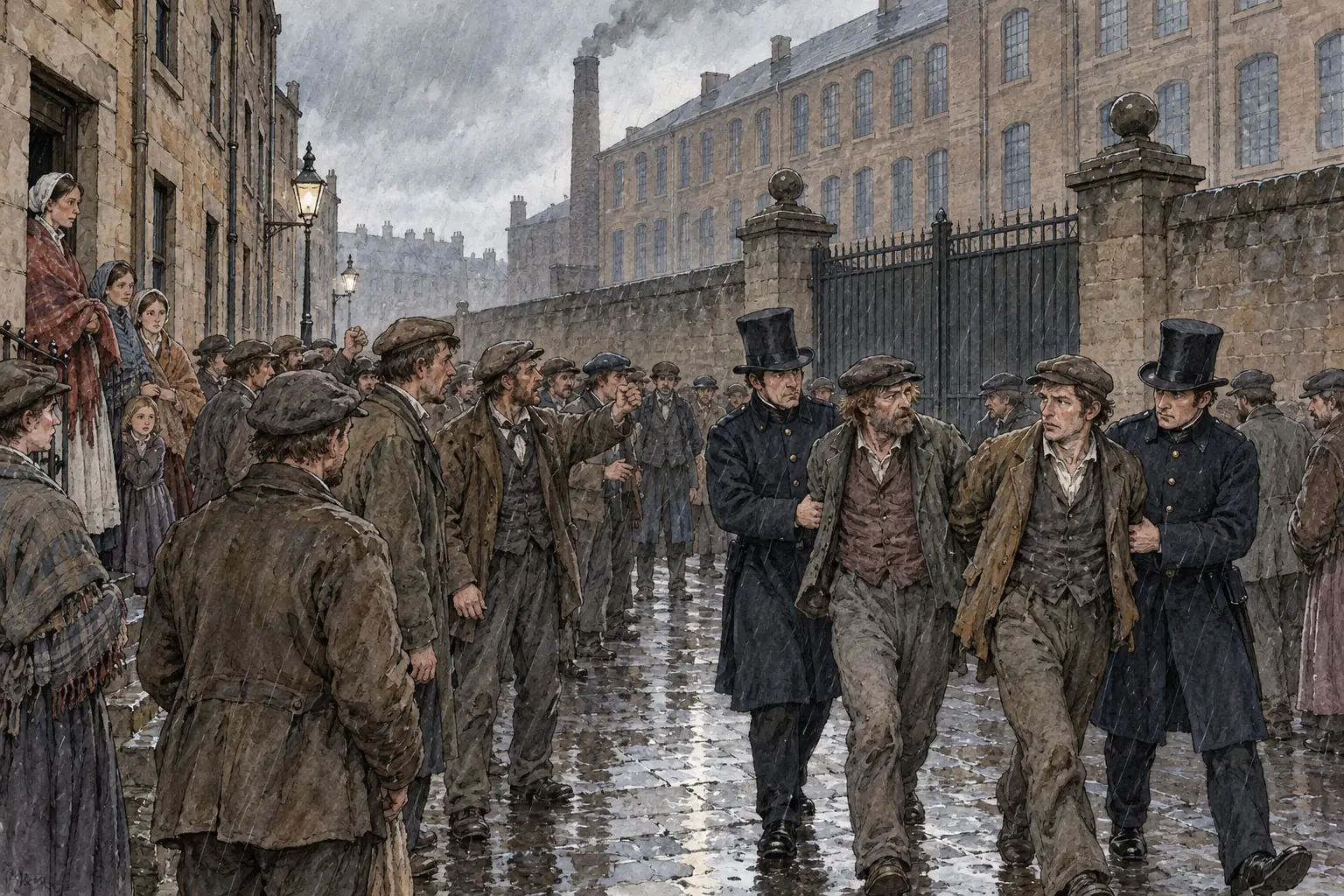 During the Glasgow cotton spinners' strike of 1837 the union's leaders were arrested, and they were later sentenced to seven years' transportation.