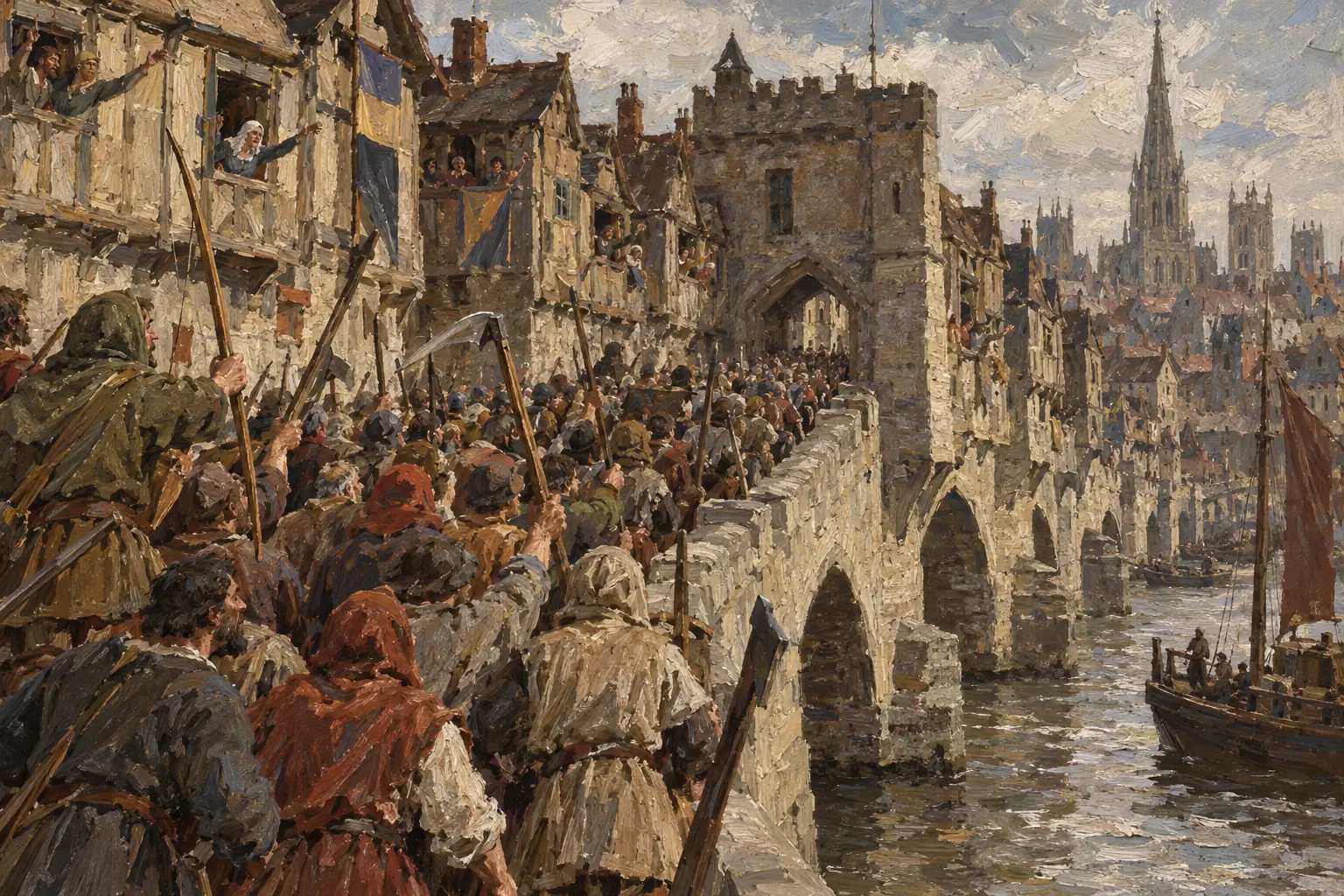 In June the rebels from Kent entered London across London Bridge