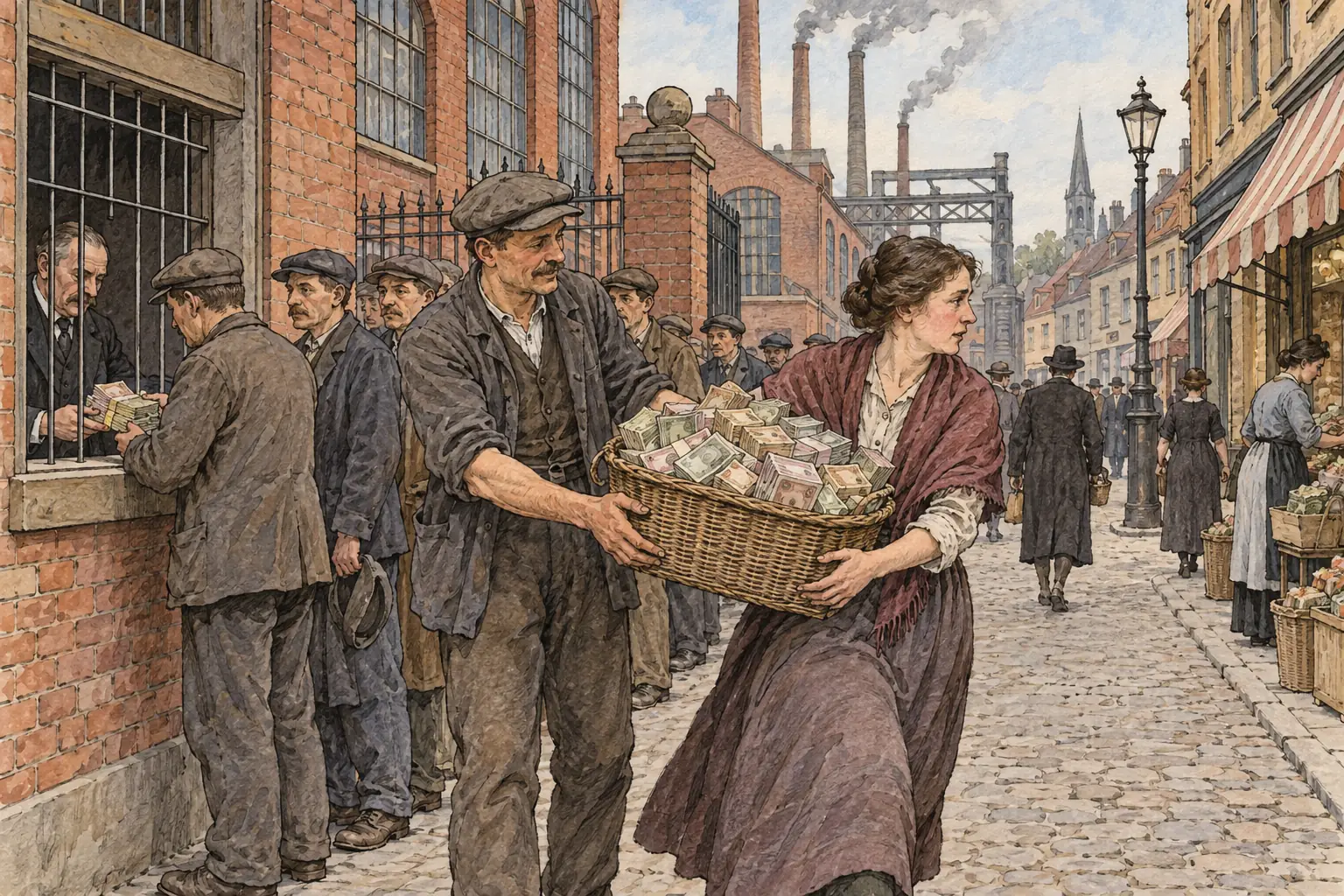 Wages lost value so fast that workers rushed to spend them the same day