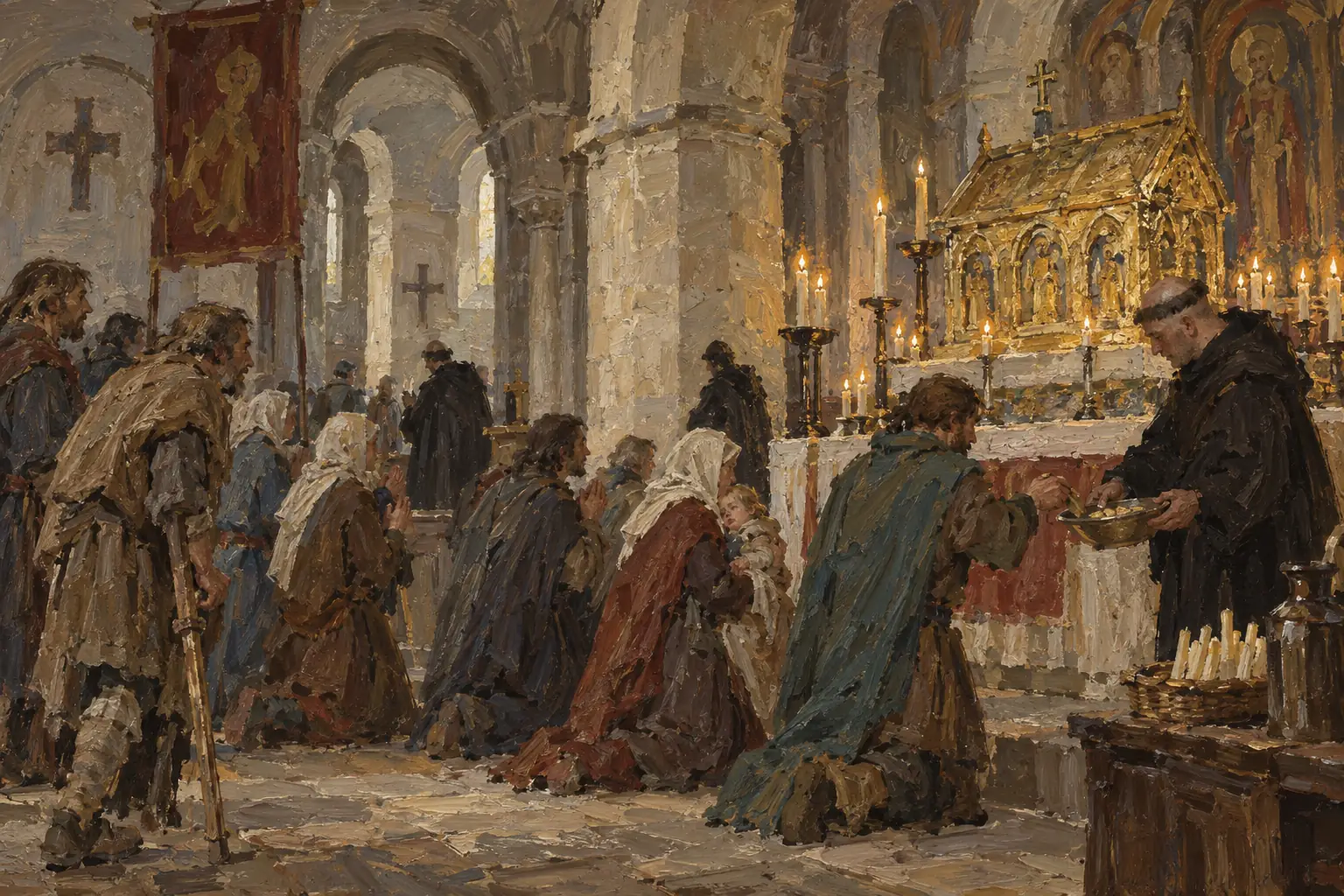 Saints' relics drew pilgrims to cathedrals and abbeys, and their offerings added to the Church's wealth.