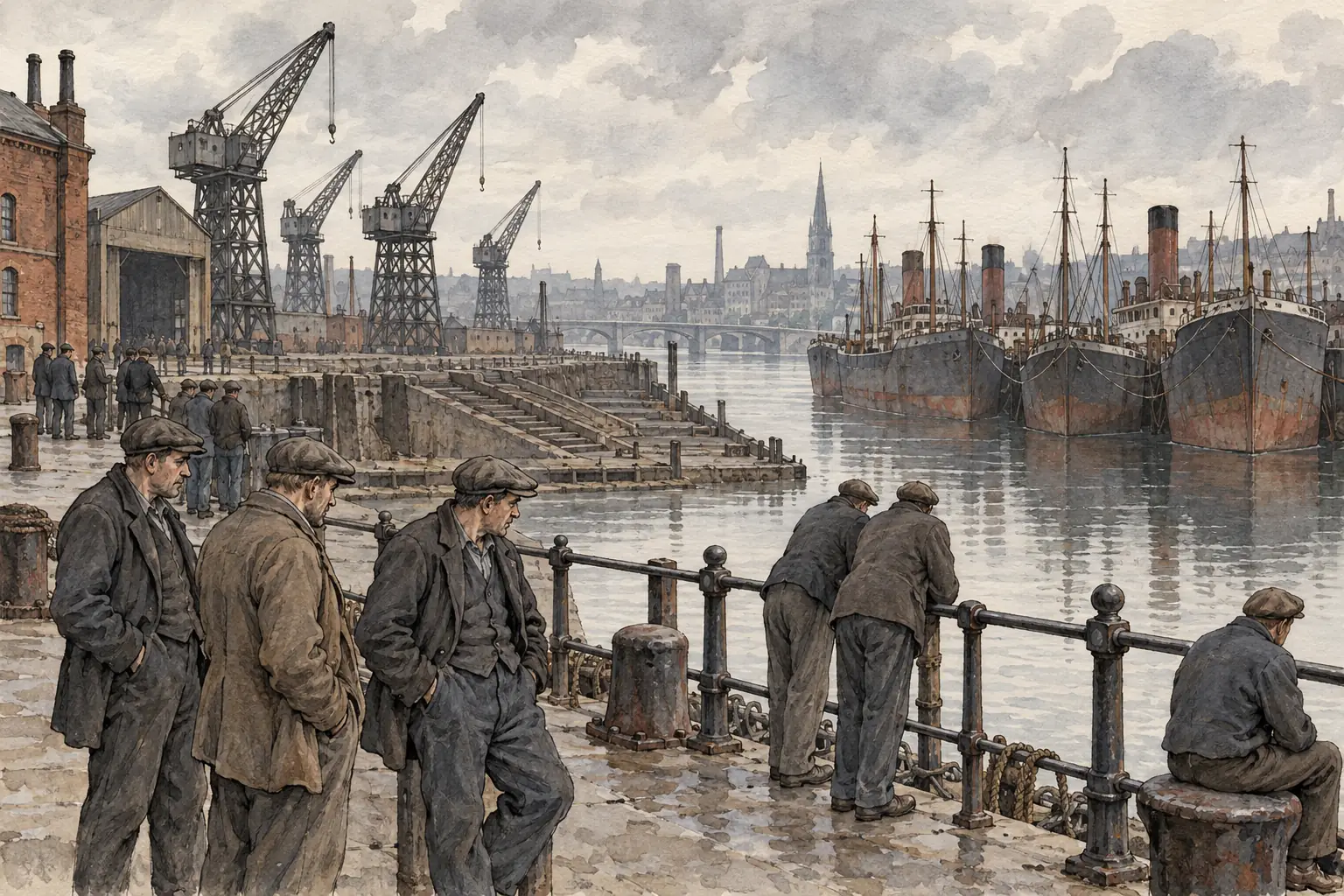 As world trade shrank, ships and shipyards lay idle in Britain and other trading nations