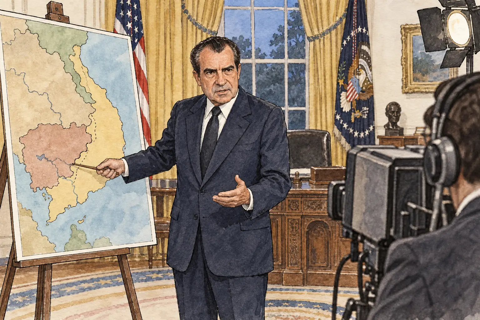 On 30 April 1970 Nixon announced on television that US troops had gone into Cambodia, and protests broke out on campuses across the country.
