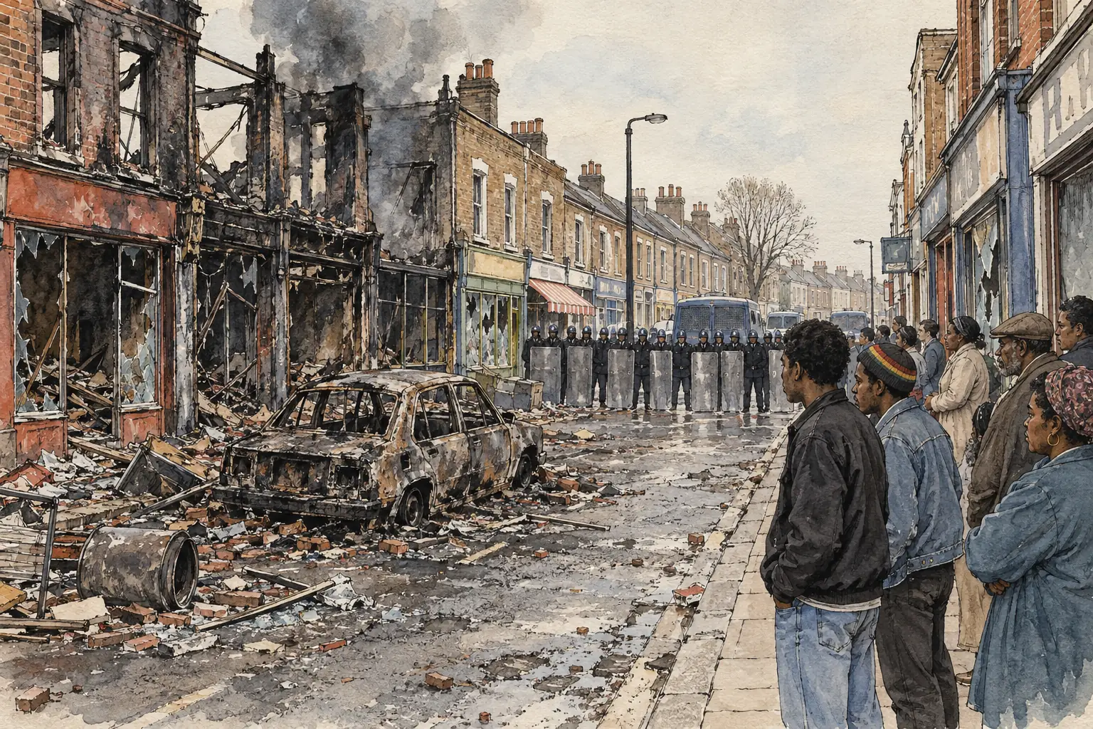 In April 1981 rioting broke out in Brixton after weeks of mass stop-and-search under Operation Swamp 81, and the government asked Lord Scarman to hold an inquiry.