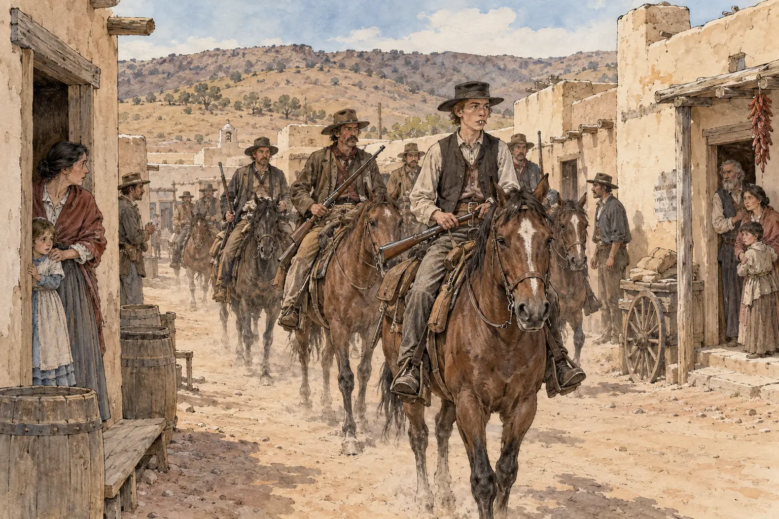 Billy the Kid, still a teenager, rode with one of the armed factions in the Lincoln County War in New Mexico.