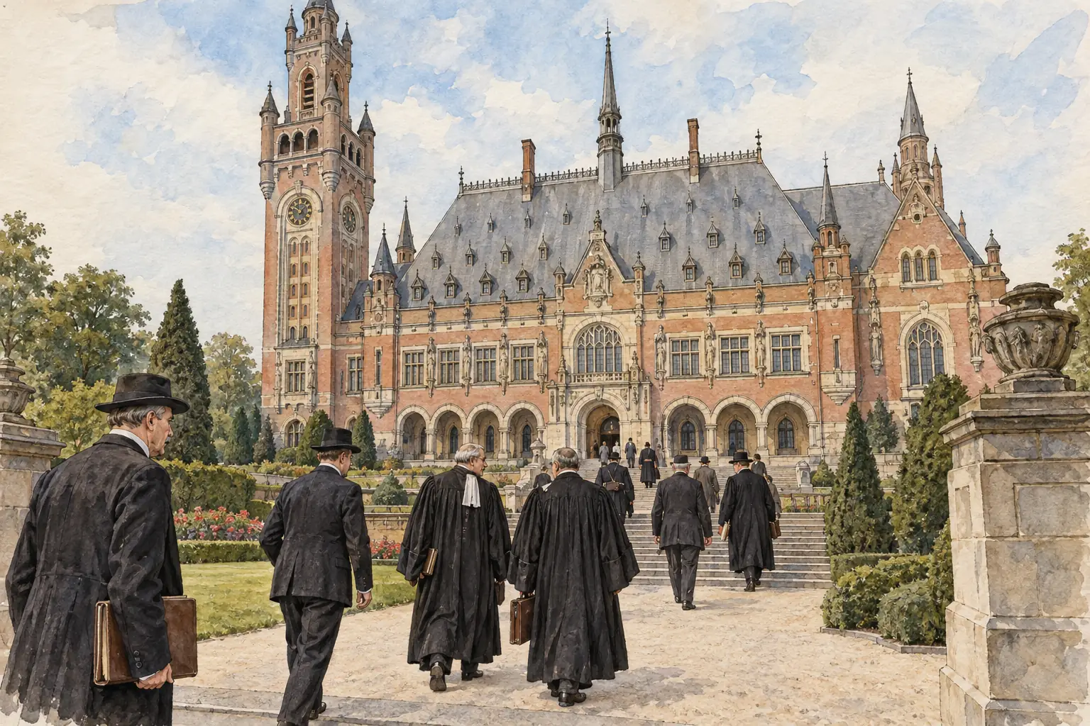 The Permanent Court of International Justice sat in the Peace Palace at The Hague from 1922.