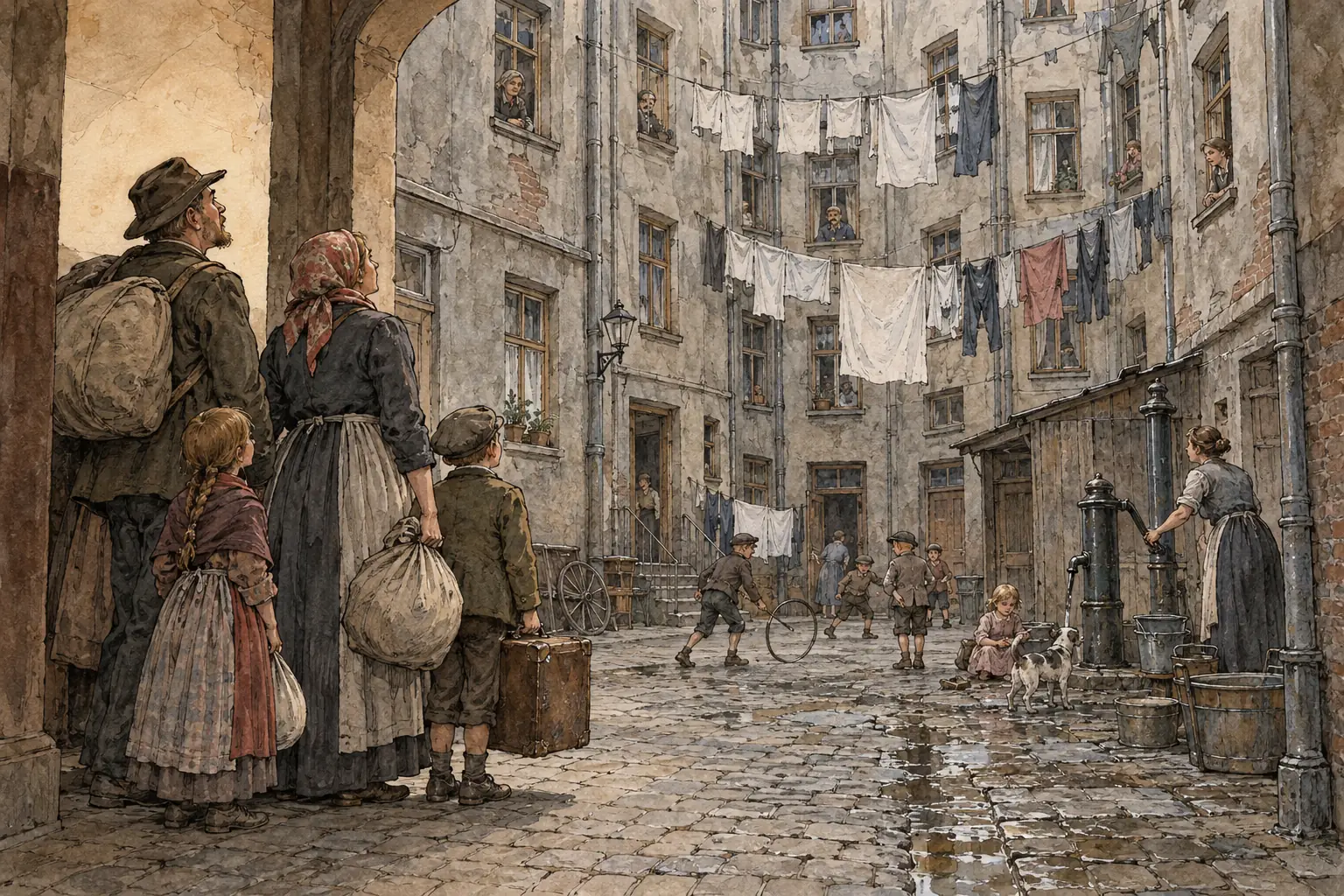 A crowded Berlin tenement, as families moved from the countryside to the cities for work