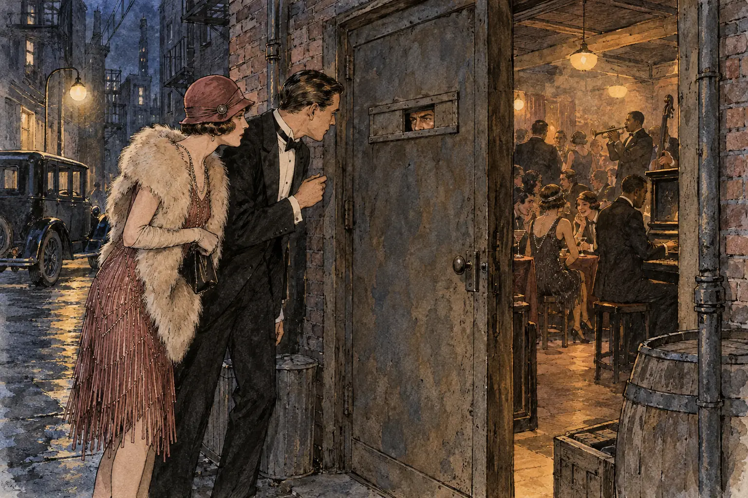 Speakeasies hid behind unmarked doors, and customers needed a password to get in