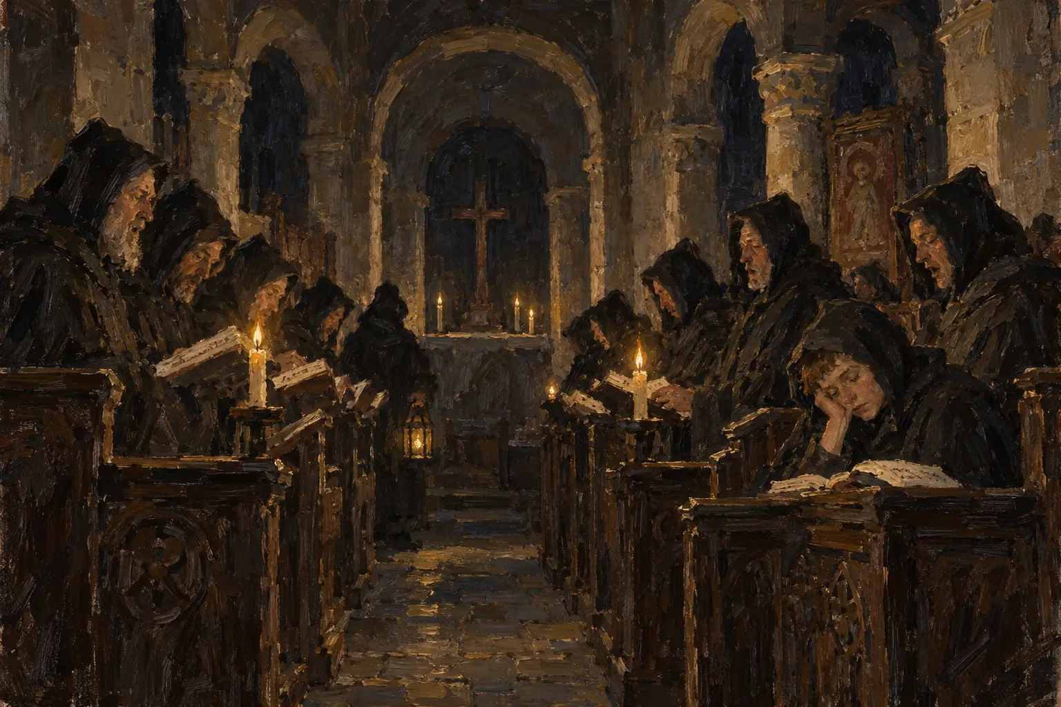 The Divine Office began with the night service in the early hours of the morning