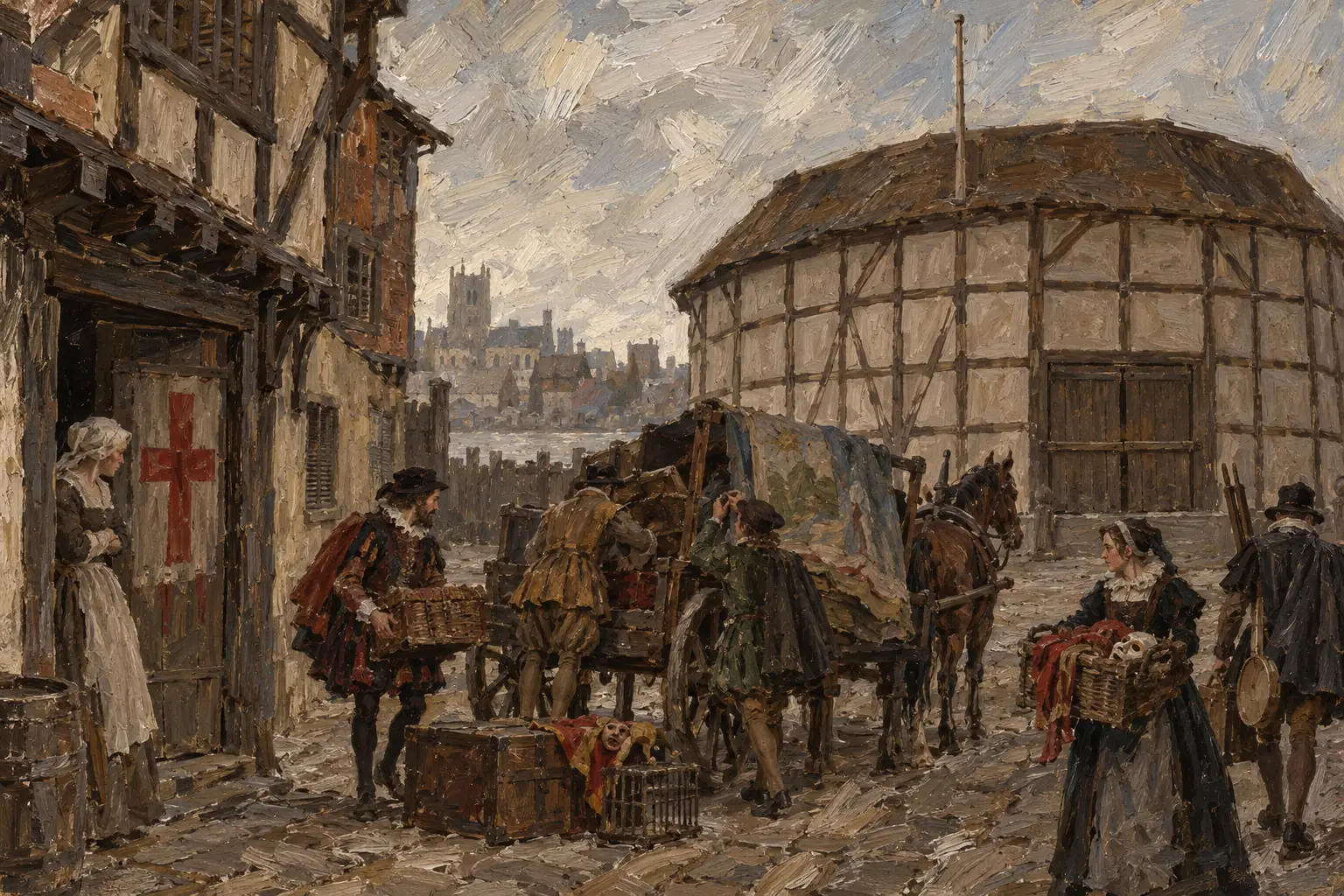 Plague outbreaks such as that of 1593 closed the playhouses, and companies toured the provinces instead