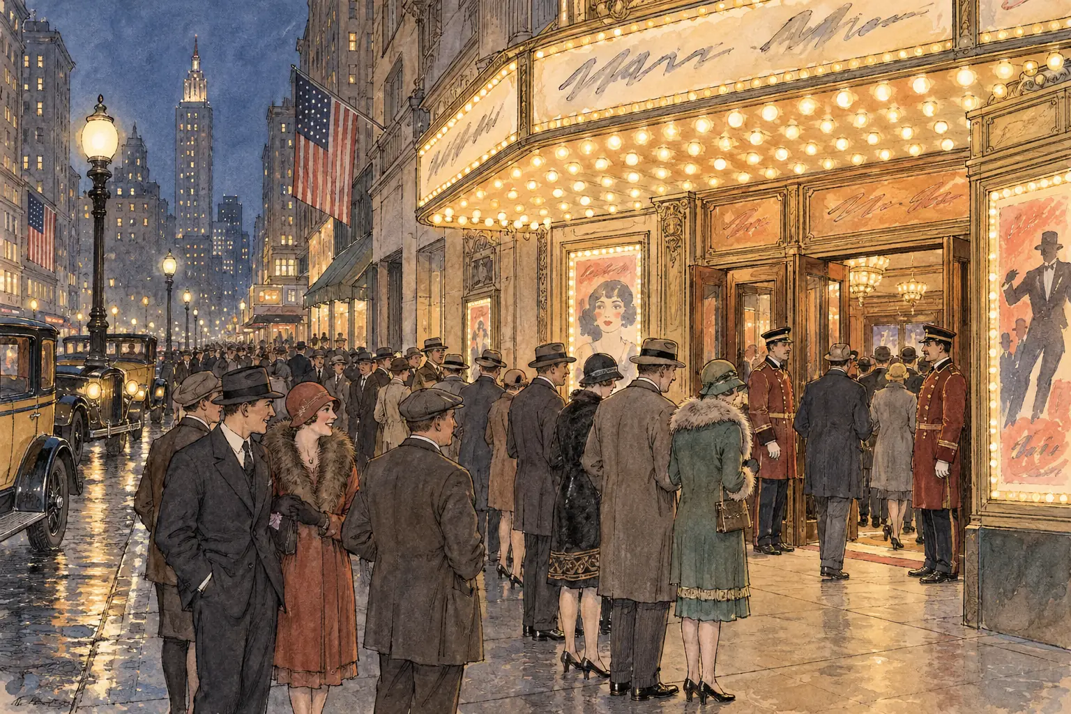 Crowds queued for the first talking pictures after The Jazz Singer opened in October 1927