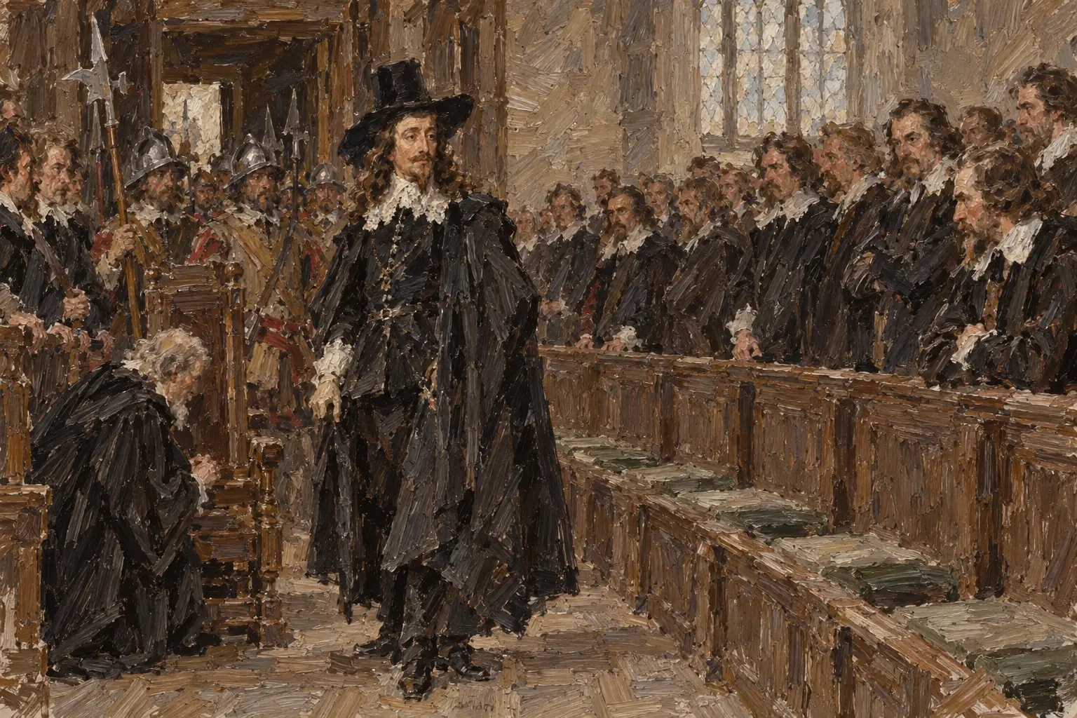 In January 1642 Charles I entered the House of Commons with soldiers to arrest five MPs, but they had already escaped.