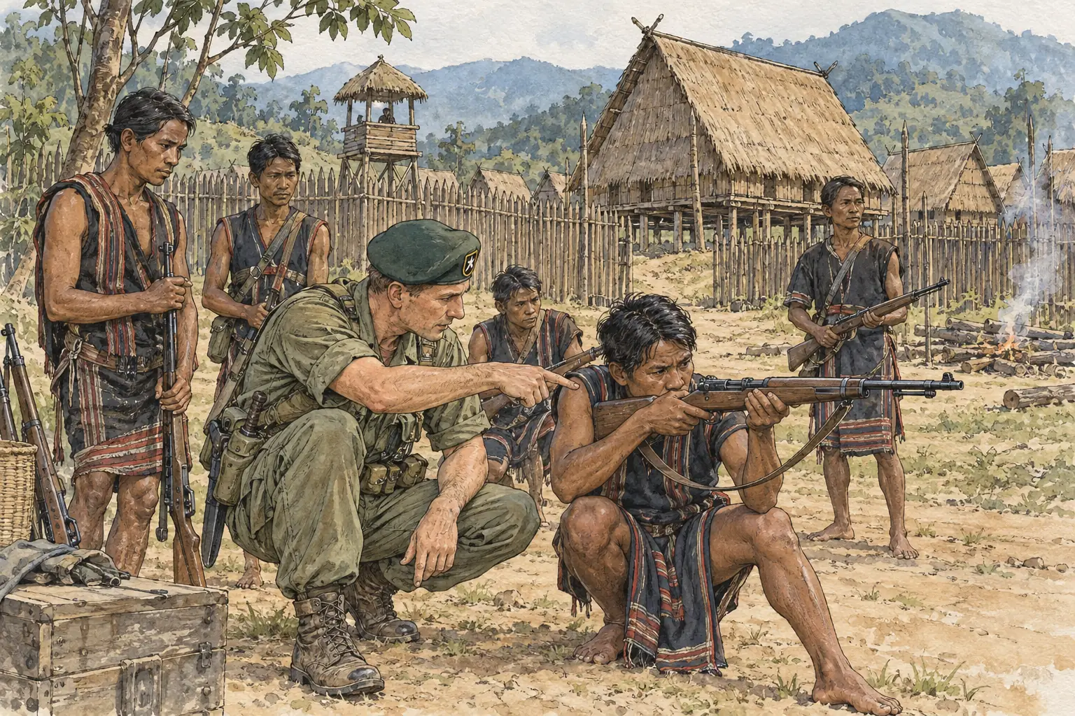 Green Berets trained Montagnard villagers in the Central Highlands to defend themselves against the Vietcong