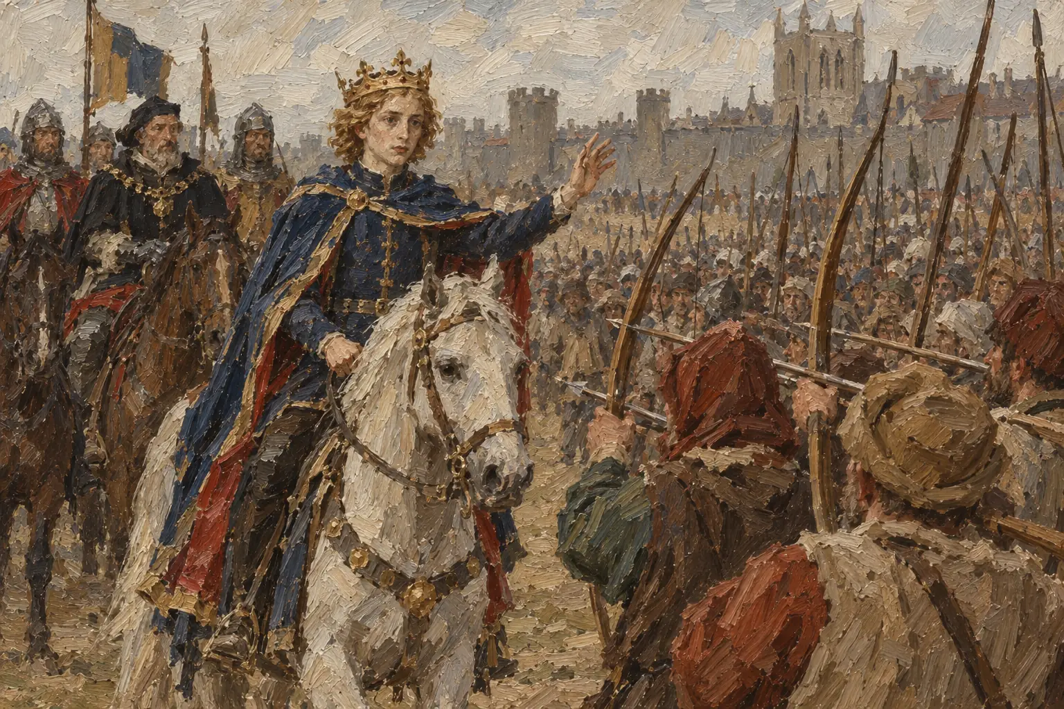 At Smithfield the next day, after Wat Tyler was killed, the 14-year-old king rode out to the rebels and persuaded them to go home