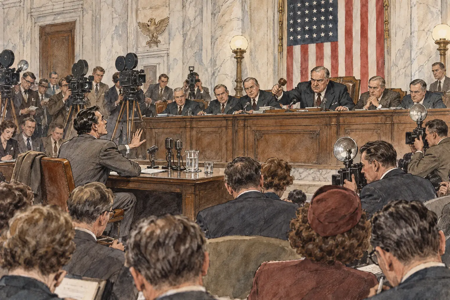 In October 1947 the Hollywood Ten refused to answer HUAC's questions about communist ties, and were later jailed and blacklisted
