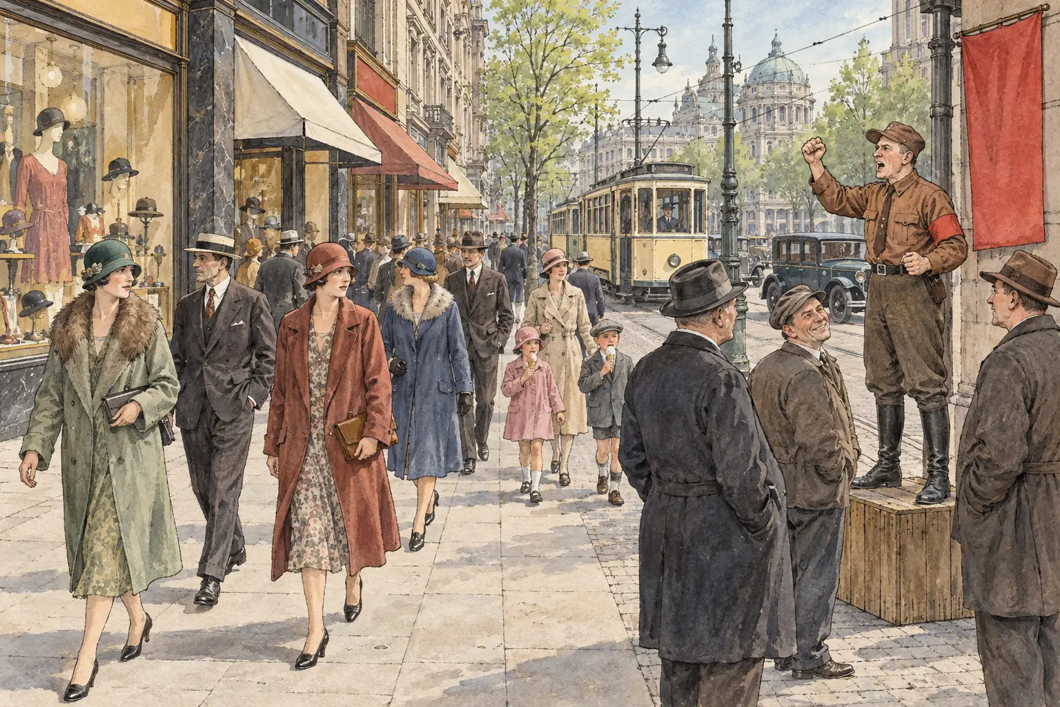 In the prosperous Golden Years few voters were interested in extremists, and the Nazis won only 2.6% of the vote and 12 seats in the 1928 election.