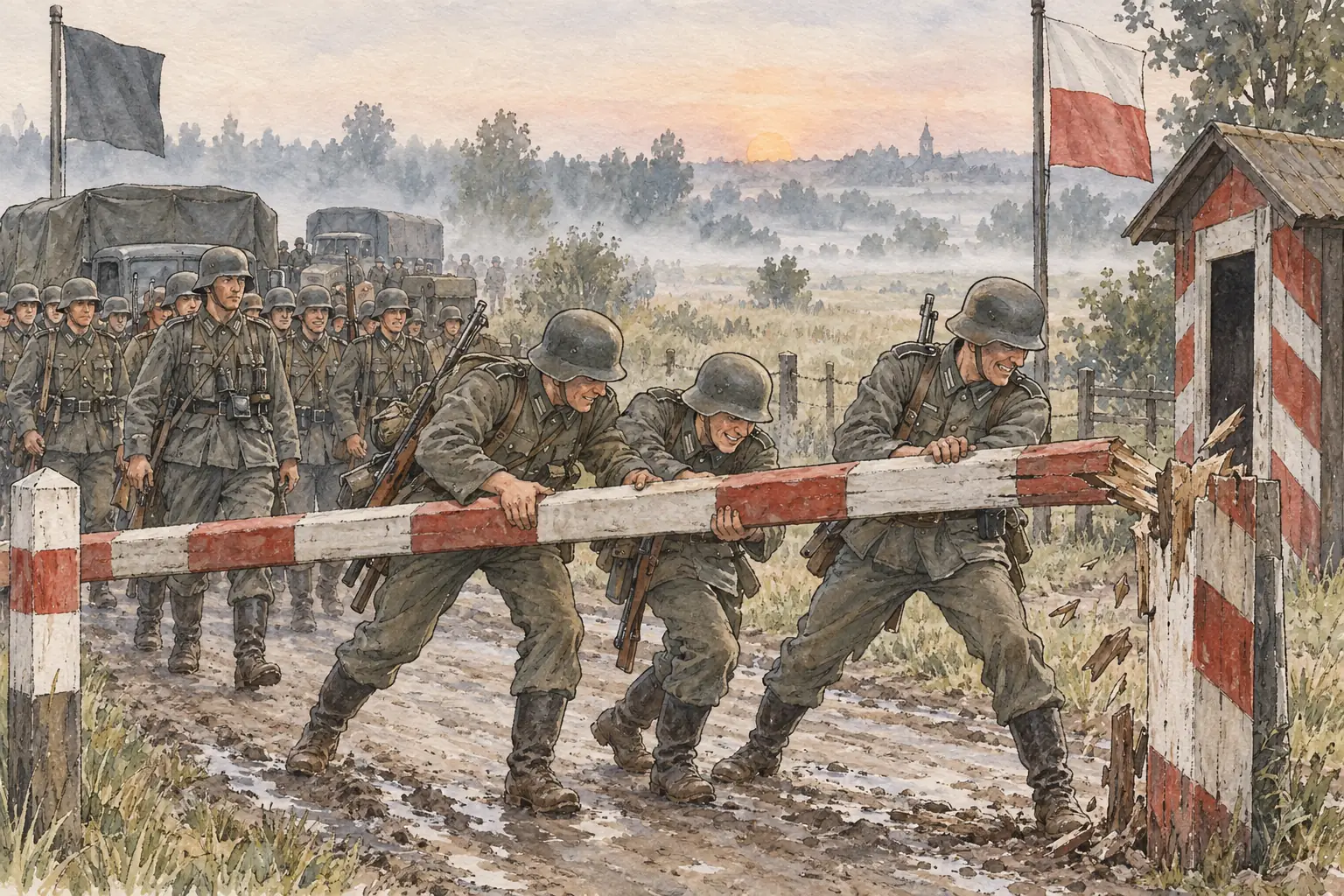 German troops crossed into Poland at dawn on 1 September 1939