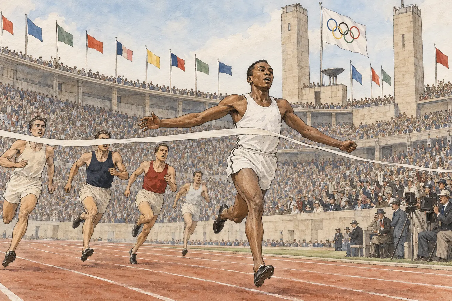 The 1936 Berlin Olympics impressed foreign visitors, though the four gold medals of the Black American athlete Jesse Owens undermined Nazi racial claims