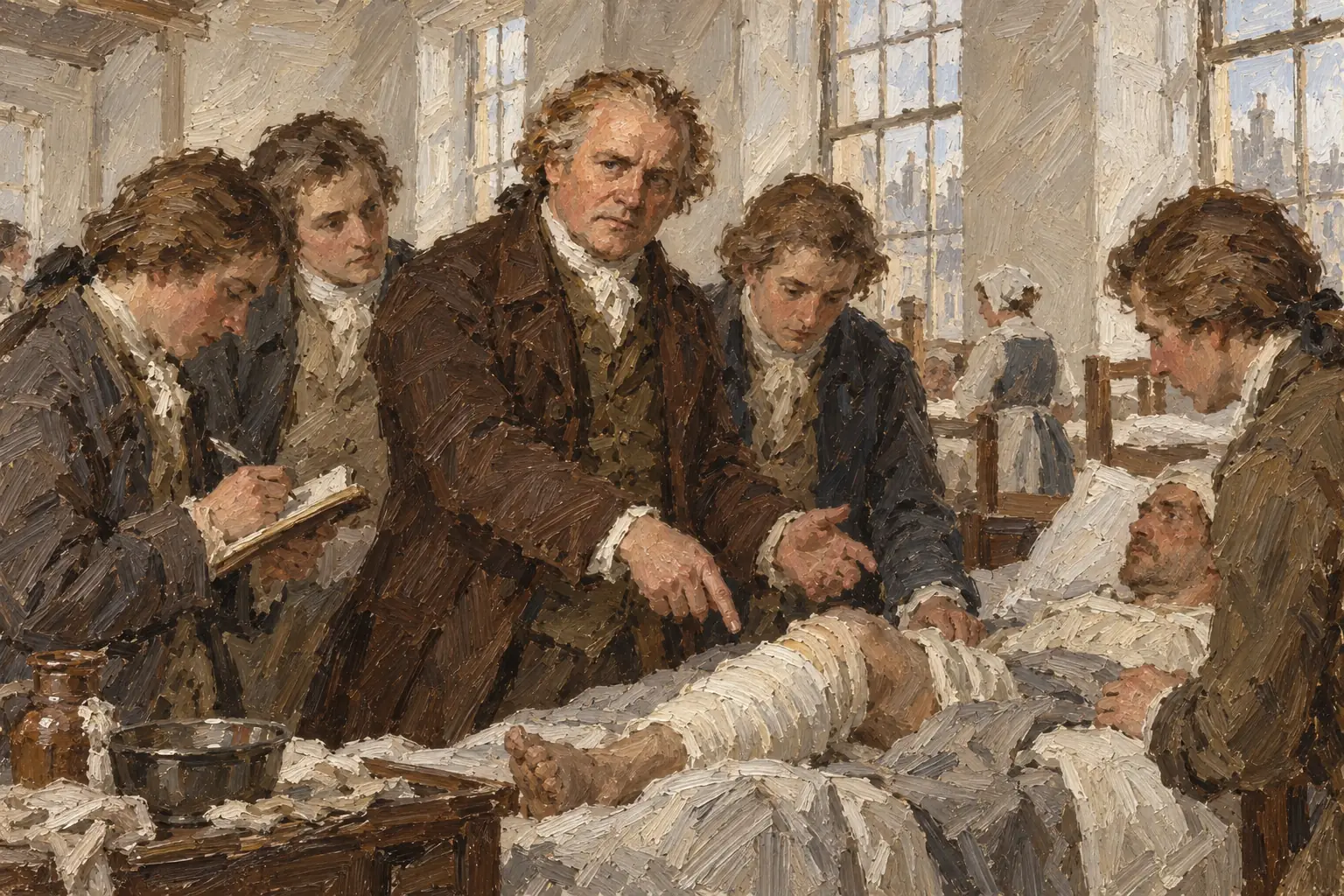 From 1768 Hunter taught at St George's Hospital, where his students had to watch operations and do dissections themselves.