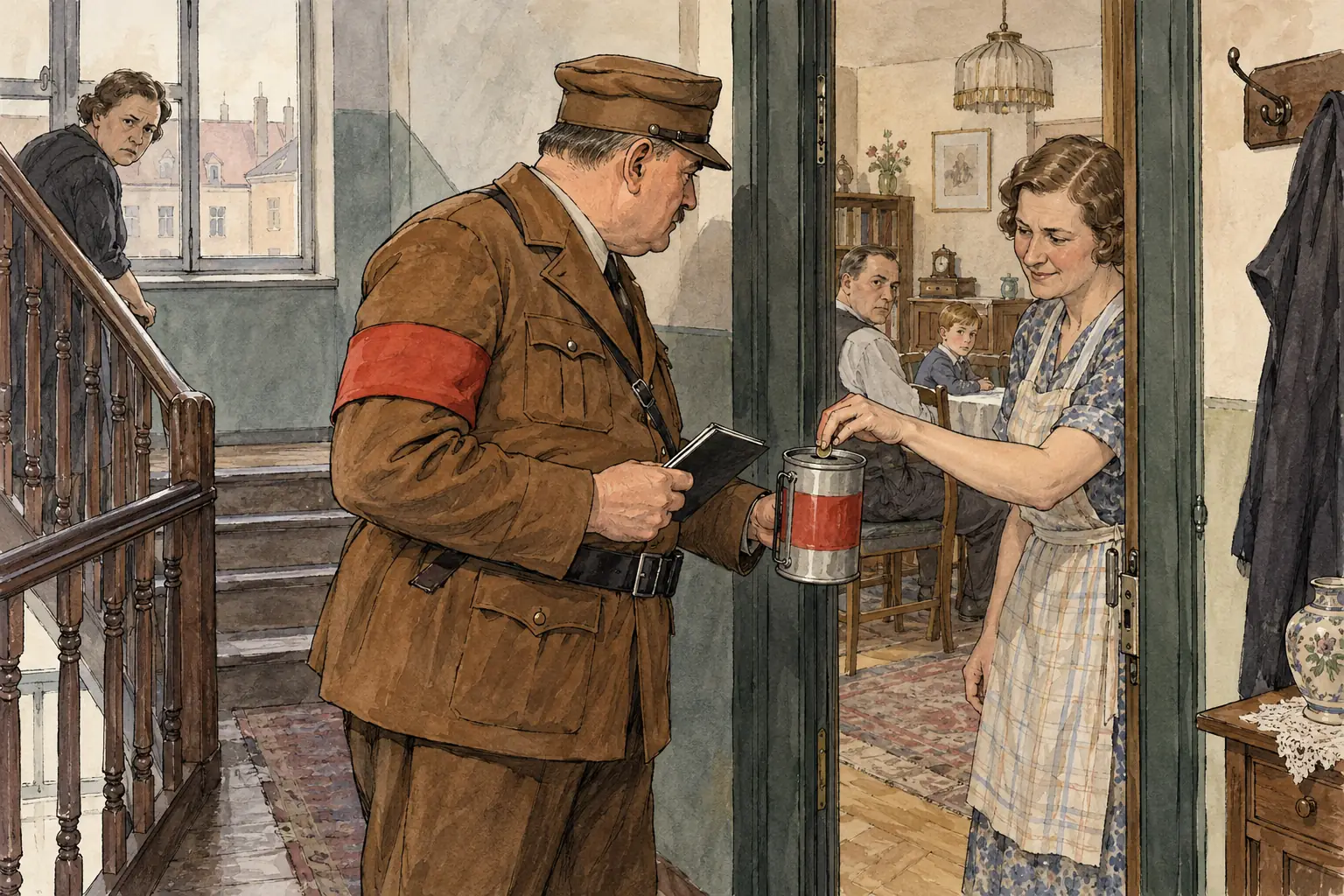Nazi block wardens kept watch on every household in their block of flats, reporting anyone who seemed disloyal.