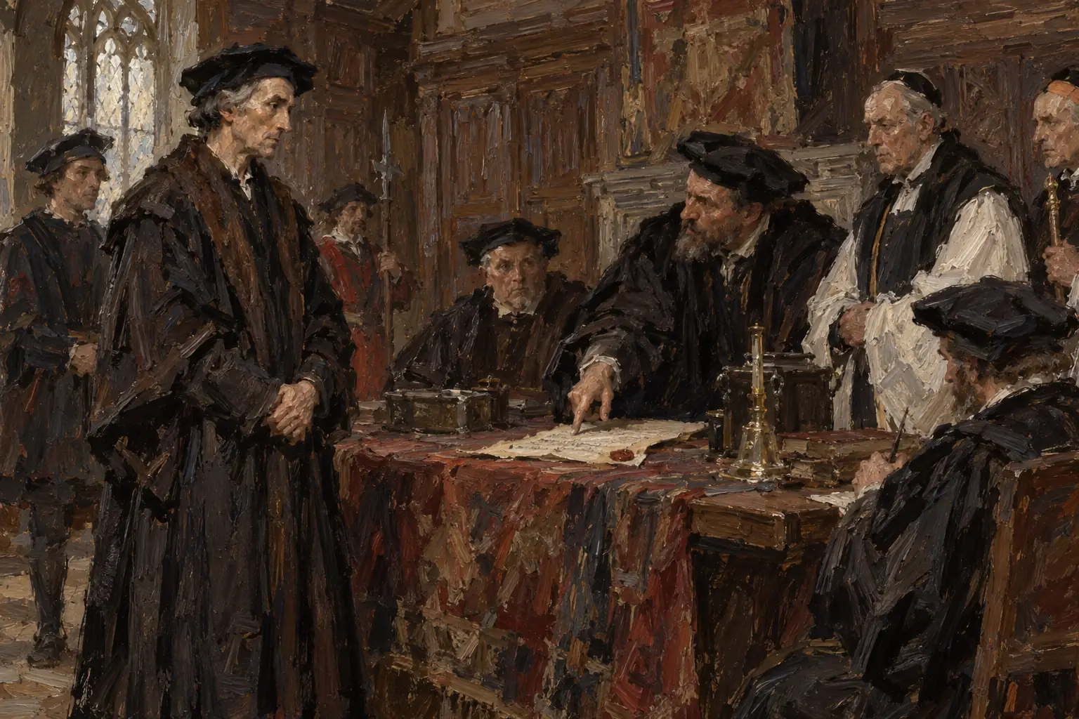 Sir Thomas More refused to swear the oath demanded by the king's commissioners in 1534, and in 1535 he was executed for treason for denying Henry's supremacy over the Church.