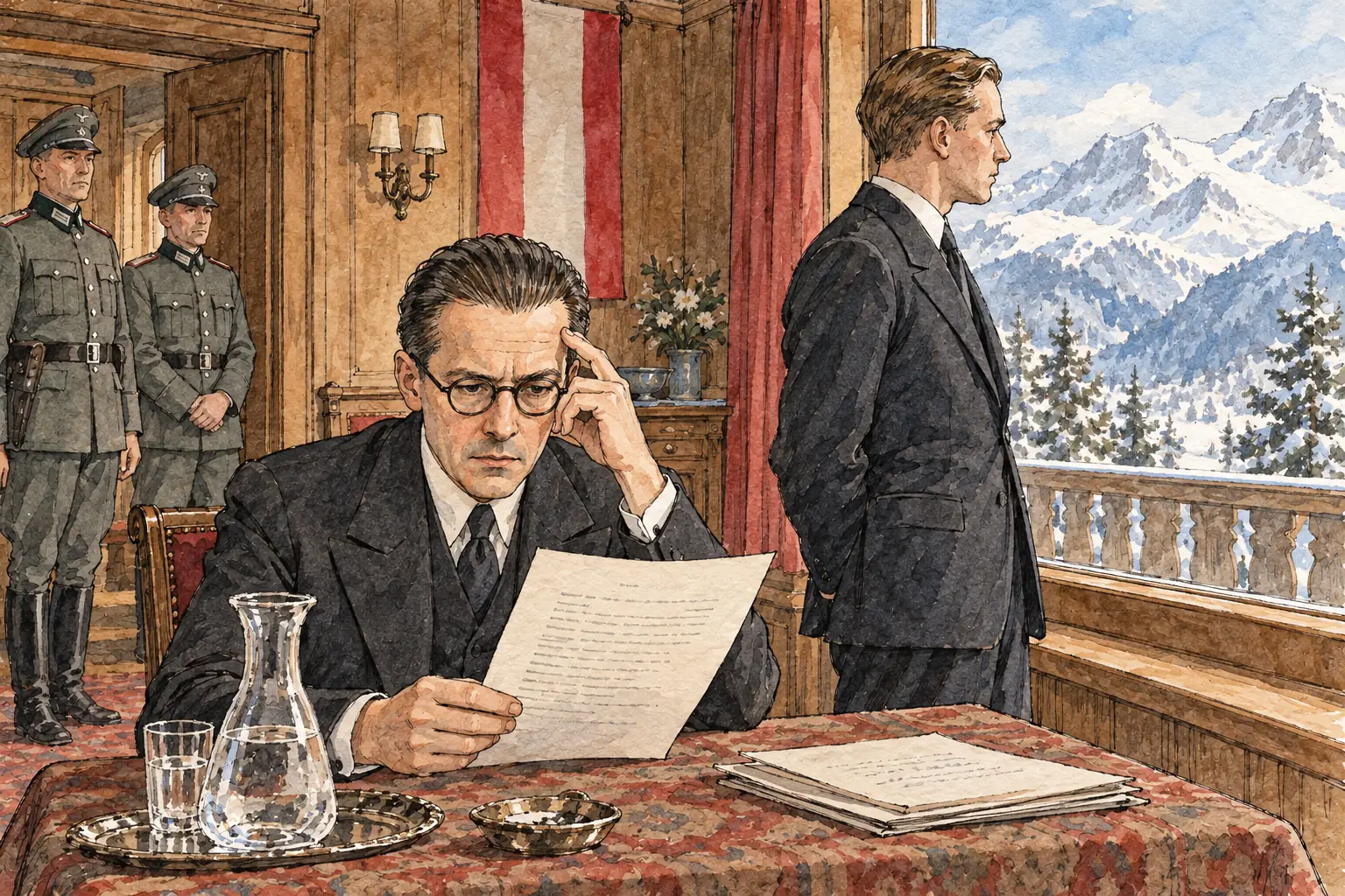 At Berchtesgaden on 12 February 1938, Schuschnigg was bullied into giving Austrian Nazis places in his government.