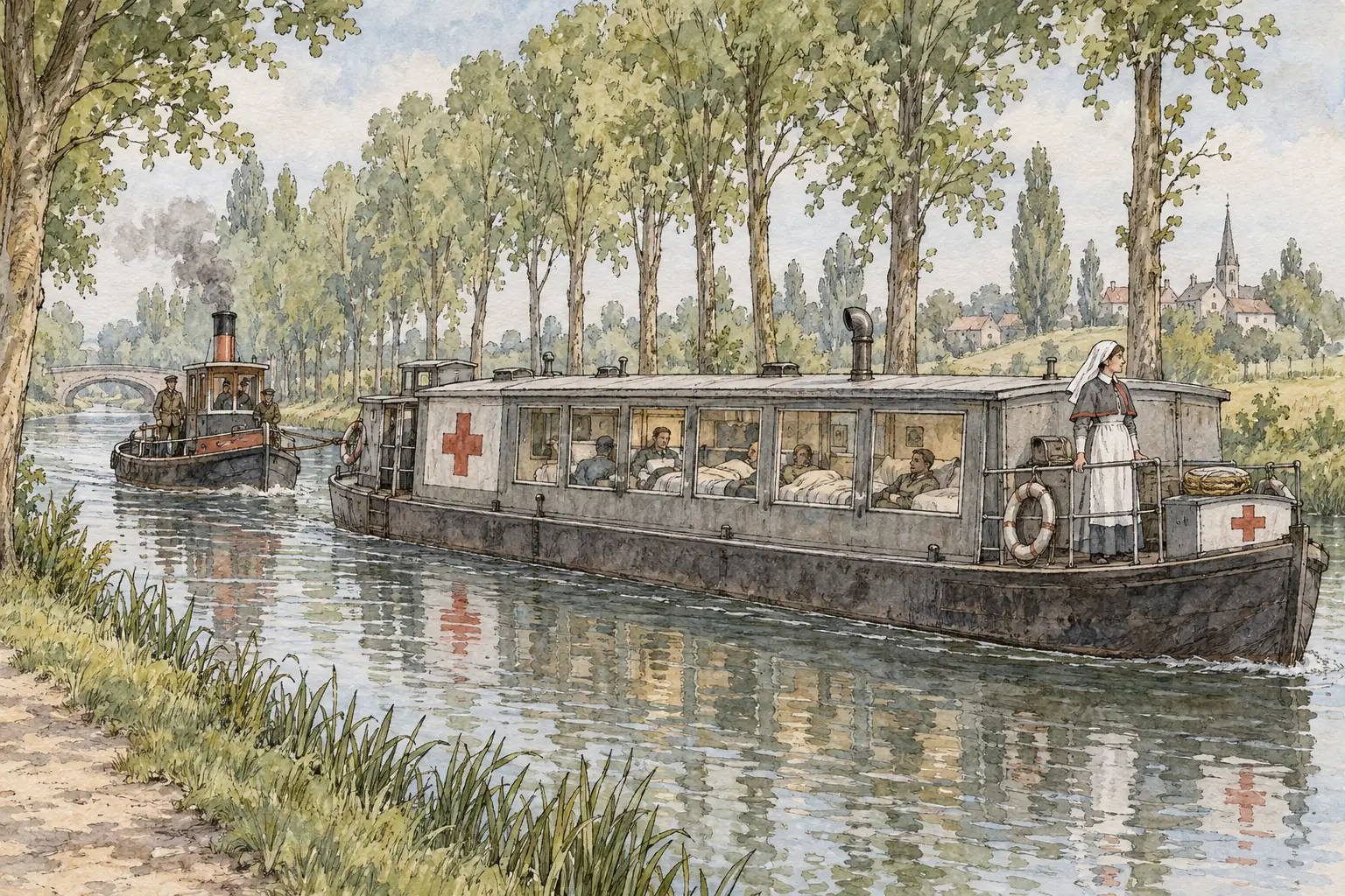 Canal barges gave the most badly injured a gentler journey