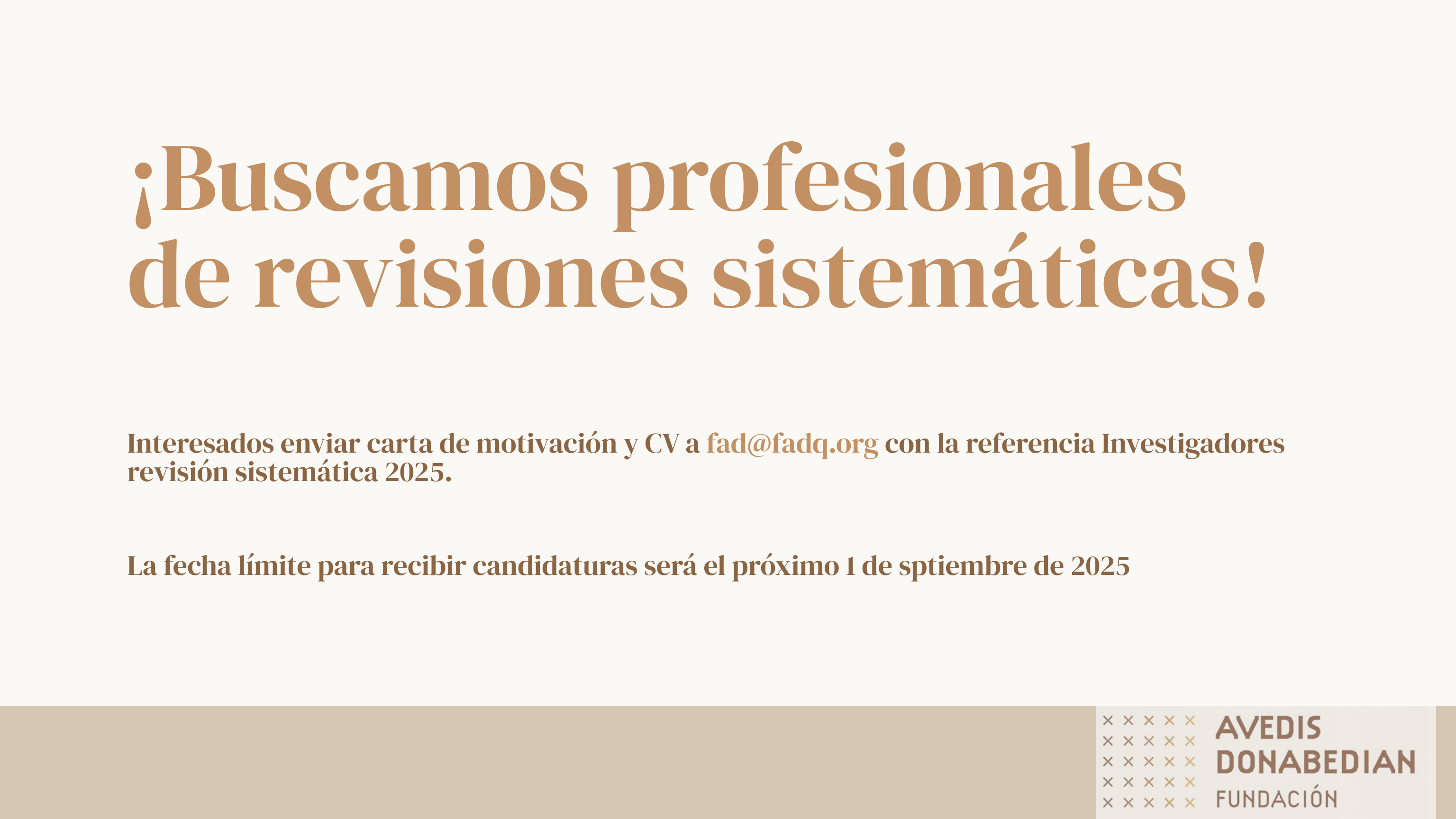 ¡Buscamos profesionales para nuestro equipo de revisiones sistemáticas!