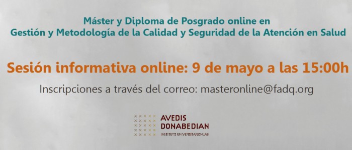 9 mayo: sesión informativa online del Máster y del Diploma de Posgrado