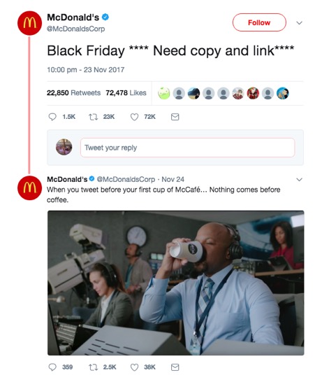 McDonalds Tweet an error