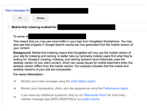 Mobile-first indexing Example